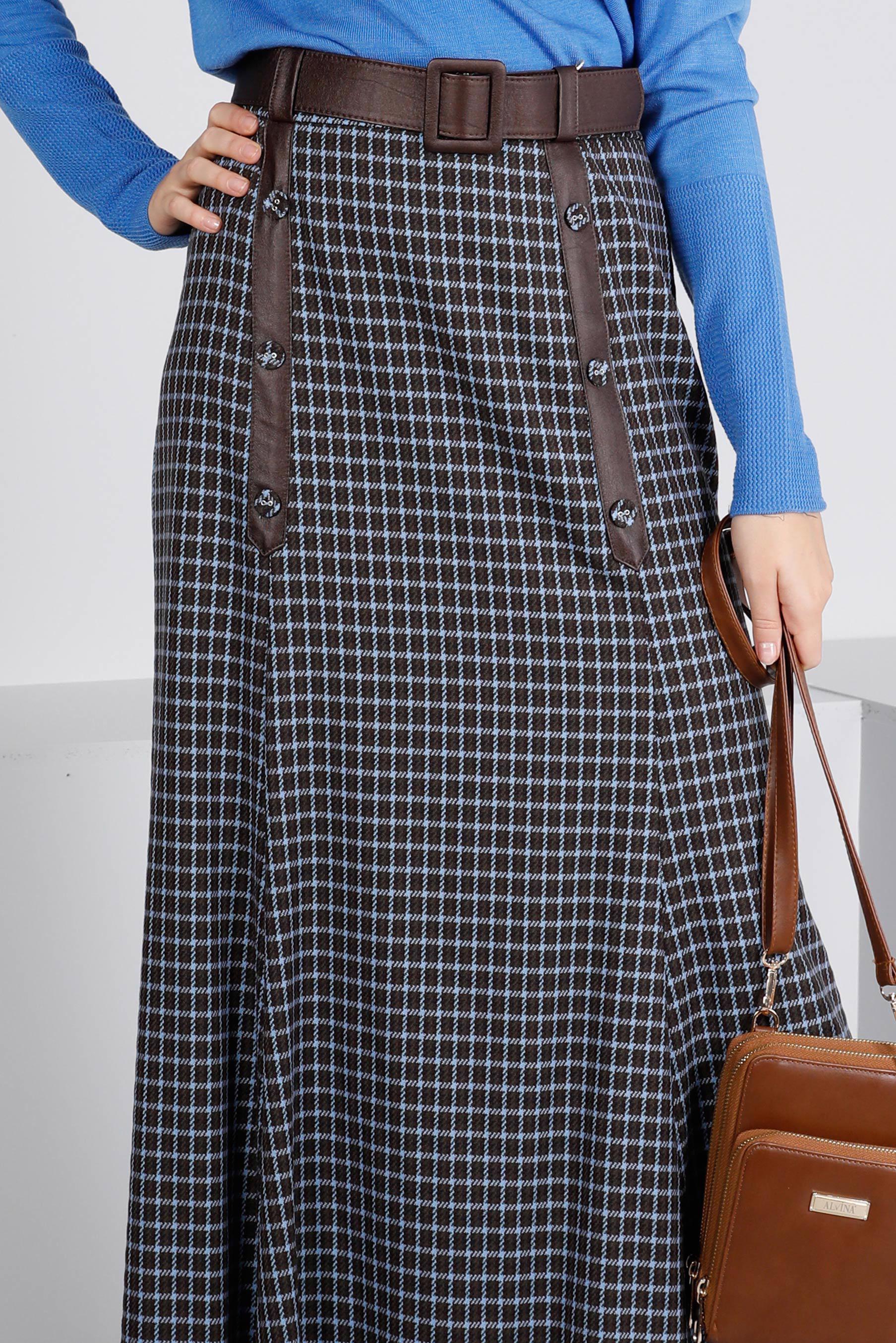 Hijab clothing BLUE BUTTON DETAIL CHECKED SKIRT 60336 