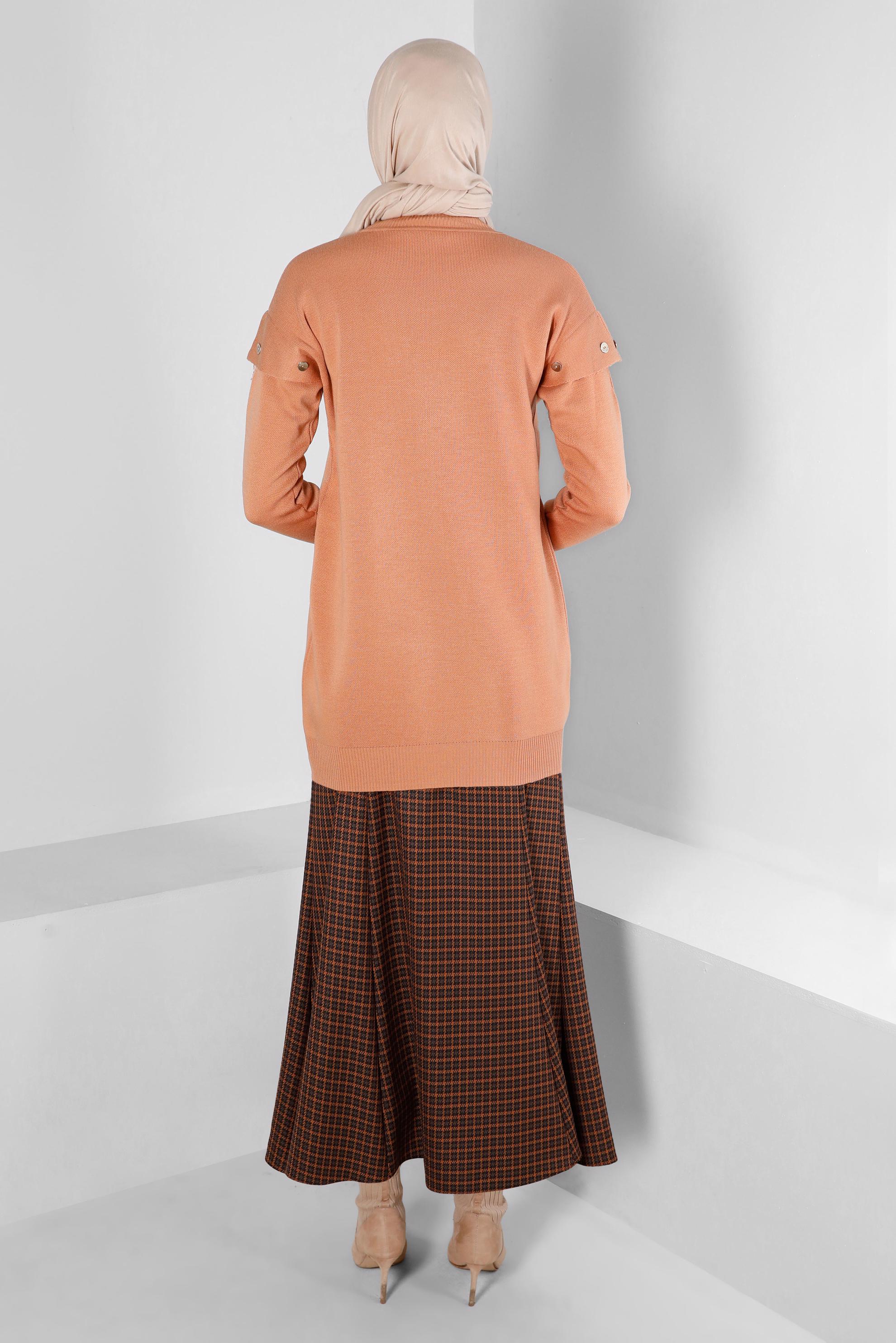 Hijab clothing TABA BUTTON DETAIL CHECKED SKIRT 60336 