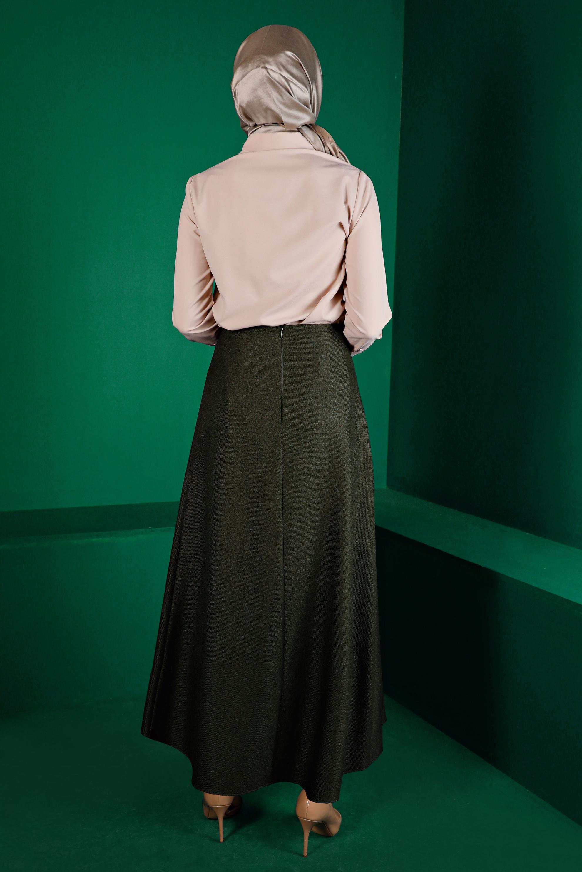 Vêtements hijab KAKI JUPE À BOUTONS 60337