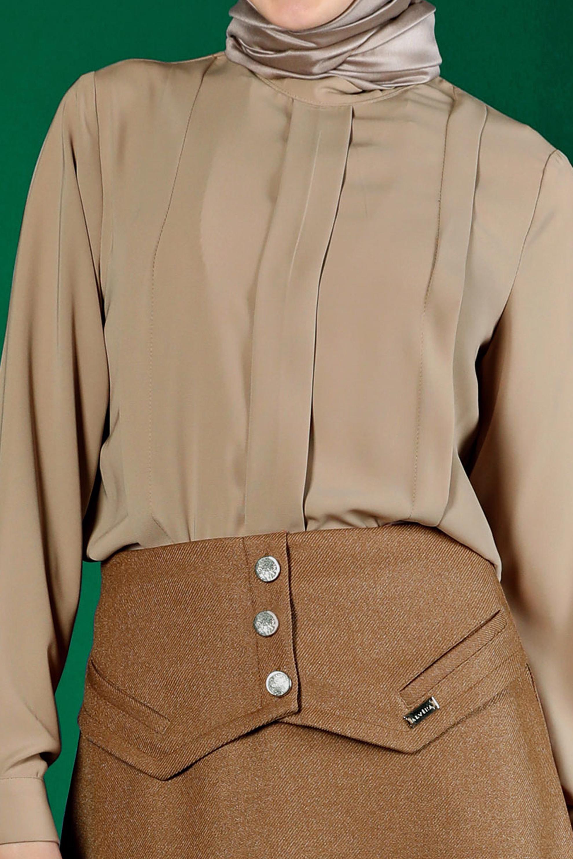 Tesettür giyim SARI DÜĞME DETAYLI ETEK 60337