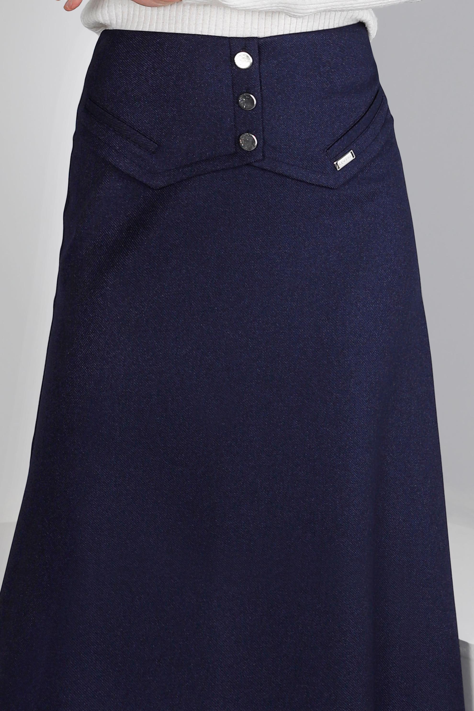 Tesettür giyim LACİVERT DÜĞME DETAYLI ETEK 60337