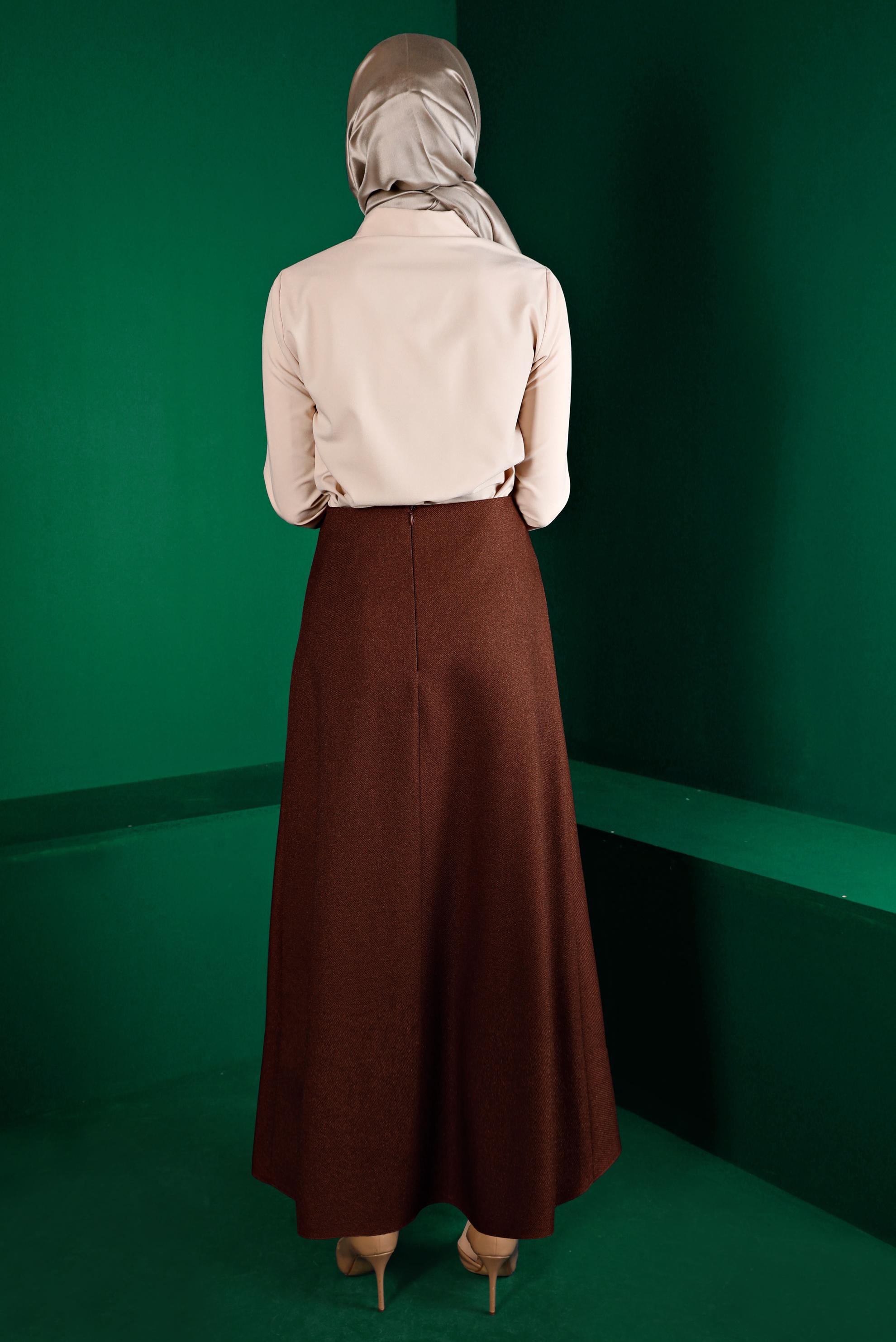 Vêtements hijab BRUN JUPE À BOUTONS 60337