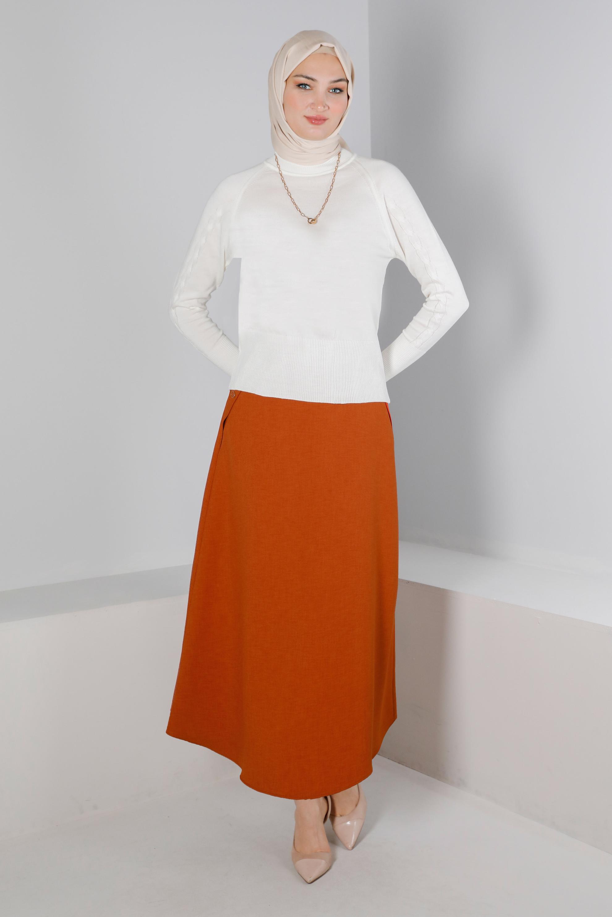 Hijab clothing ORANGE FRILLED SKIRT WITH POCKET DETAIL 60339