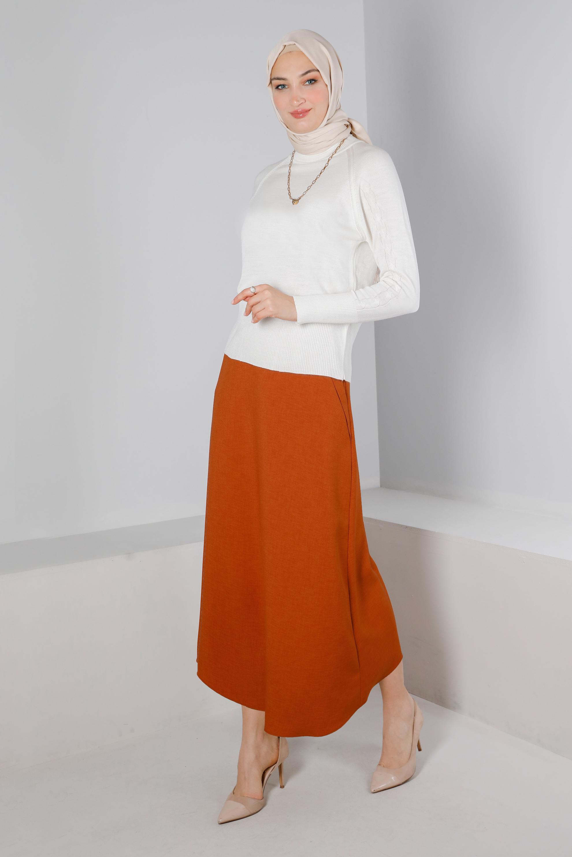 Hijab clothing ORANGE FRILLED SKIRT WITH POCKET DETAIL 60339