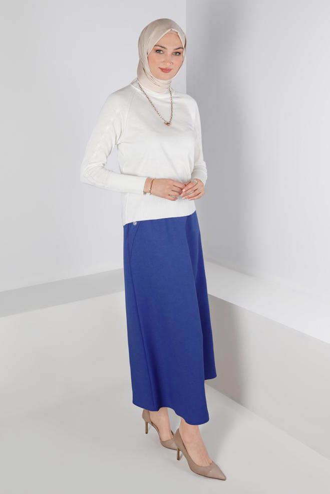 Tesettür giyim LACİVERT CEPLİ VOLANLI ETEK 60339 - ALVİNA