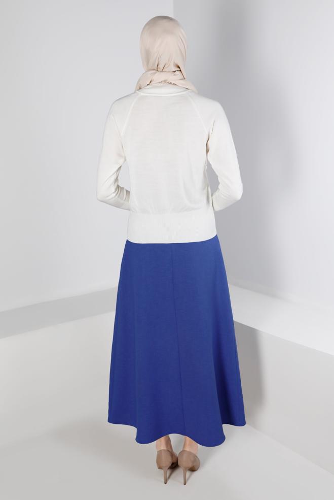 Tesettür giyim LACİVERT CEPLİ VOLANLI ETEK 60339 - ALVİNA