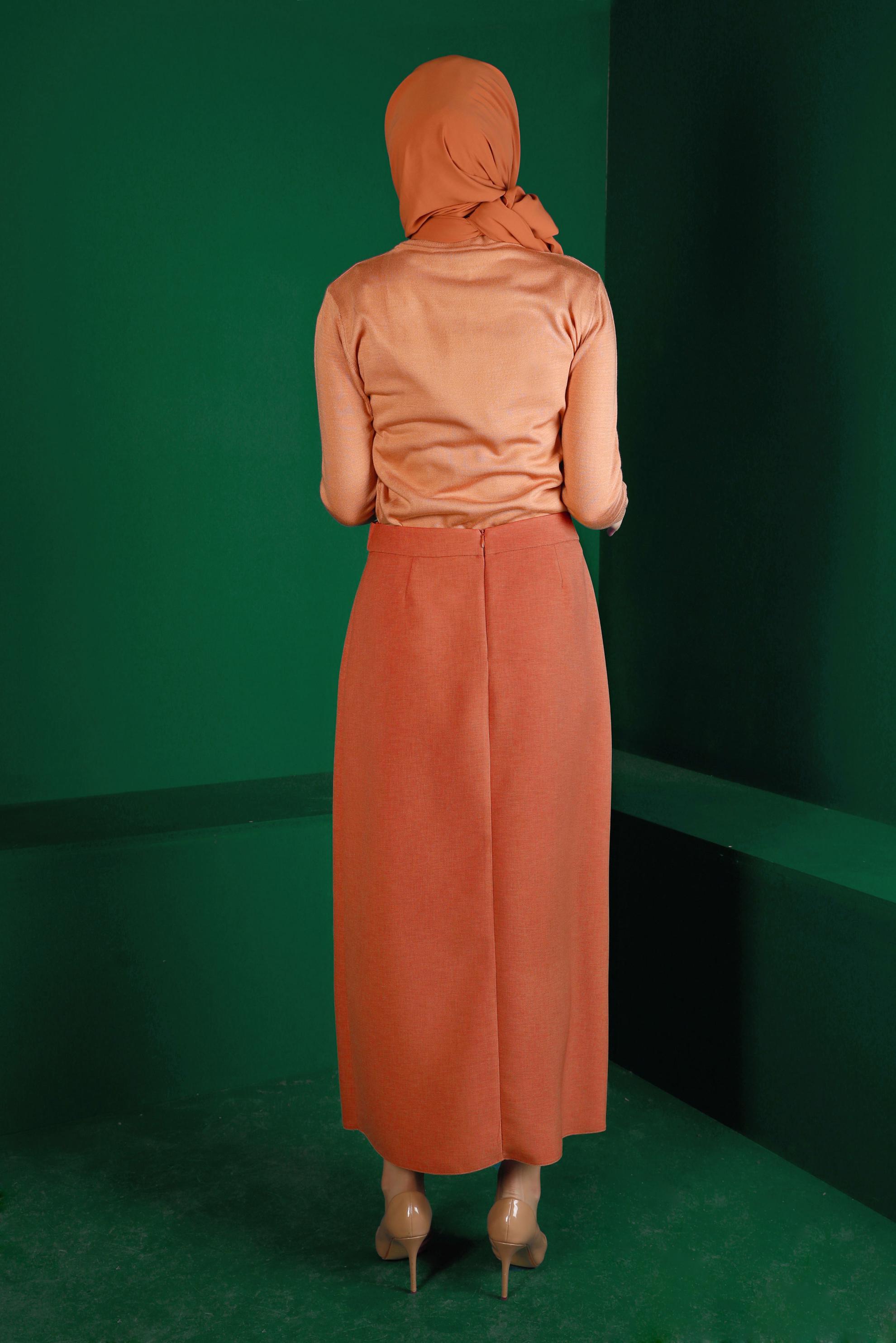 Hijab clothing ORANGE BUTTON DETAIL SKIRT 60341