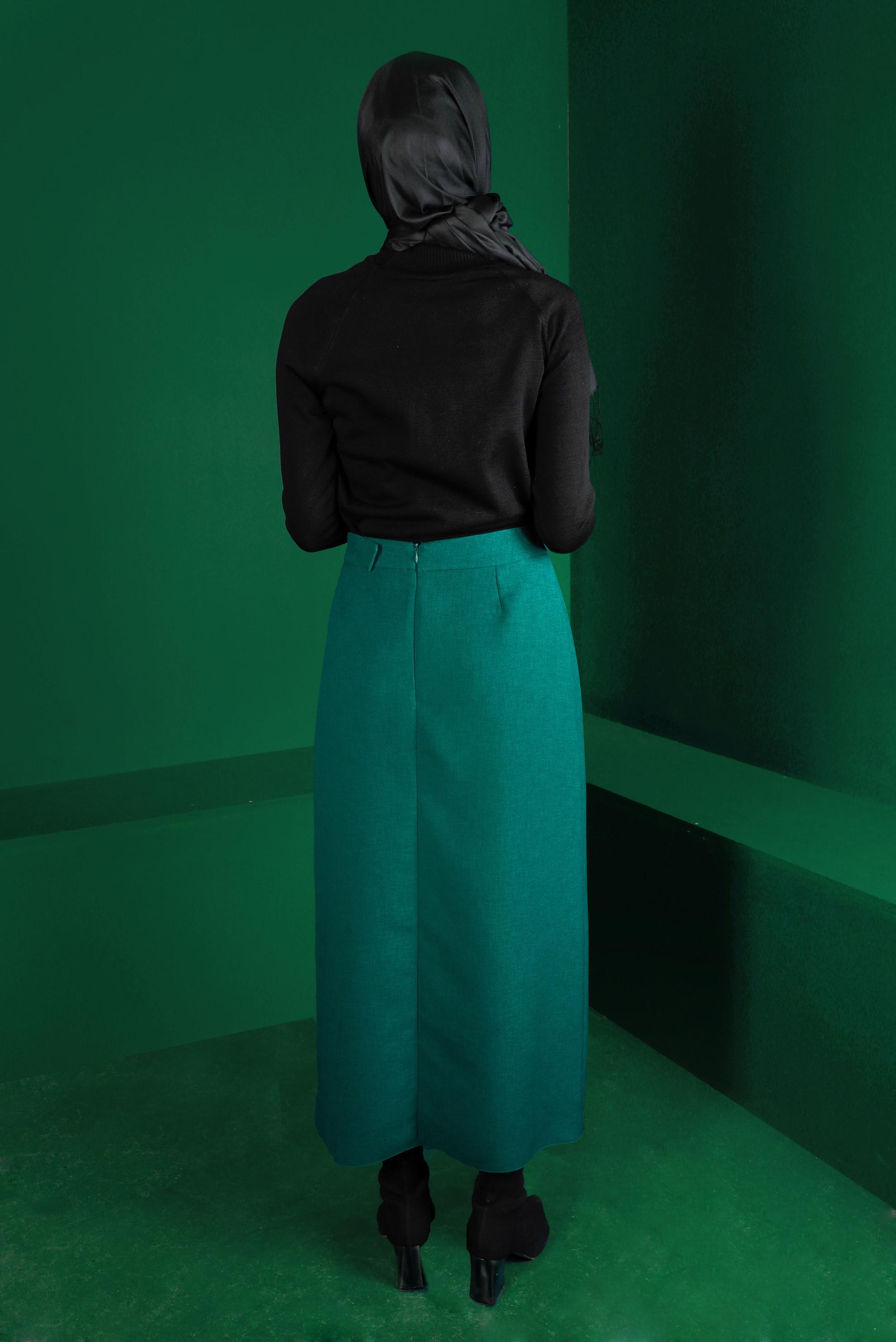 Hijab clothing GREEN BUTTON DETAIL SKIRT 60341