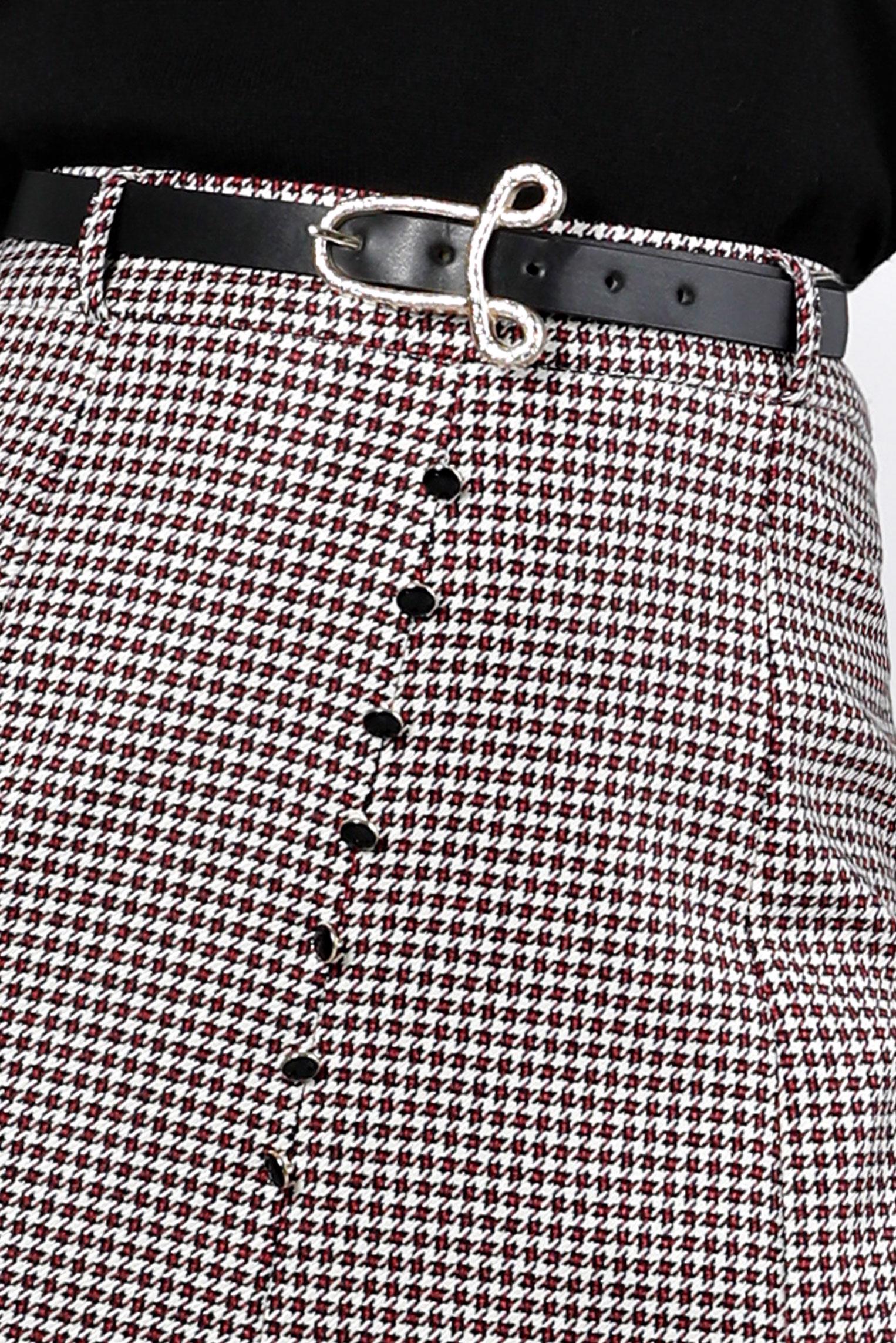 Hijab clothing FUCHSIA HOUNDSTOOTH PATTERN BUTTONED SKIRT 60345 