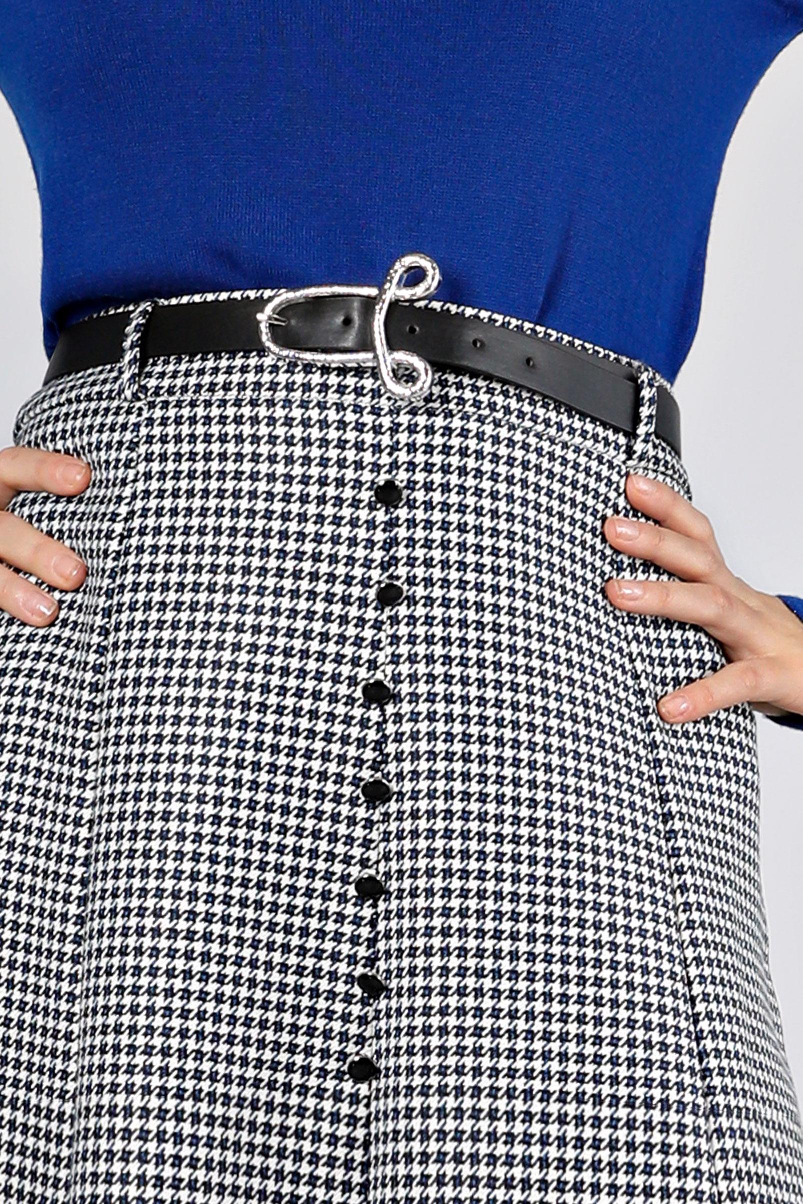 Vêtements hijab BLEU MARINE JUPE BOUTONNÉE MOTIF PIED DE POULE 60345