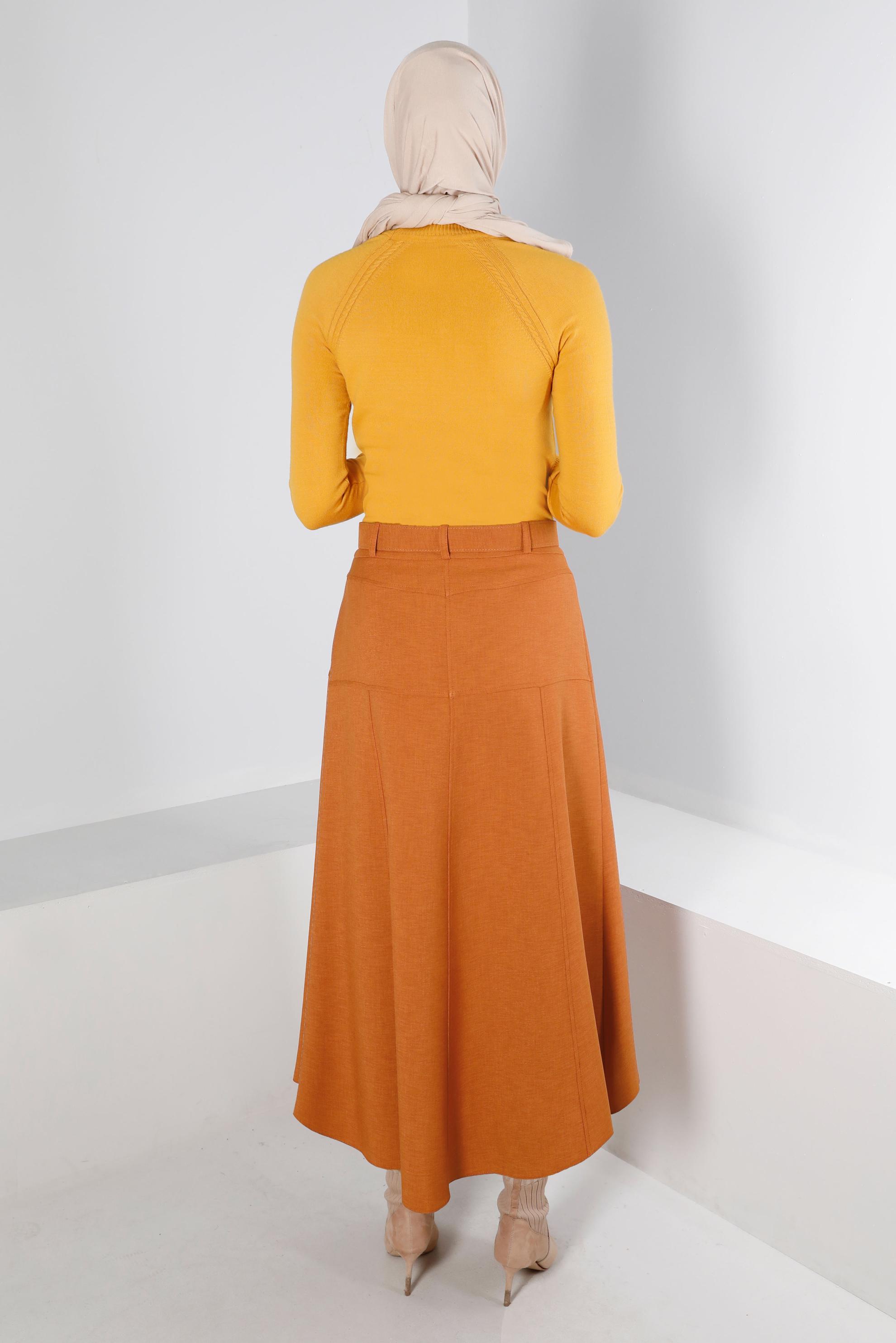 Hijab clothing ORANGE BELTED SKIRT WITH POCKET 60347 
