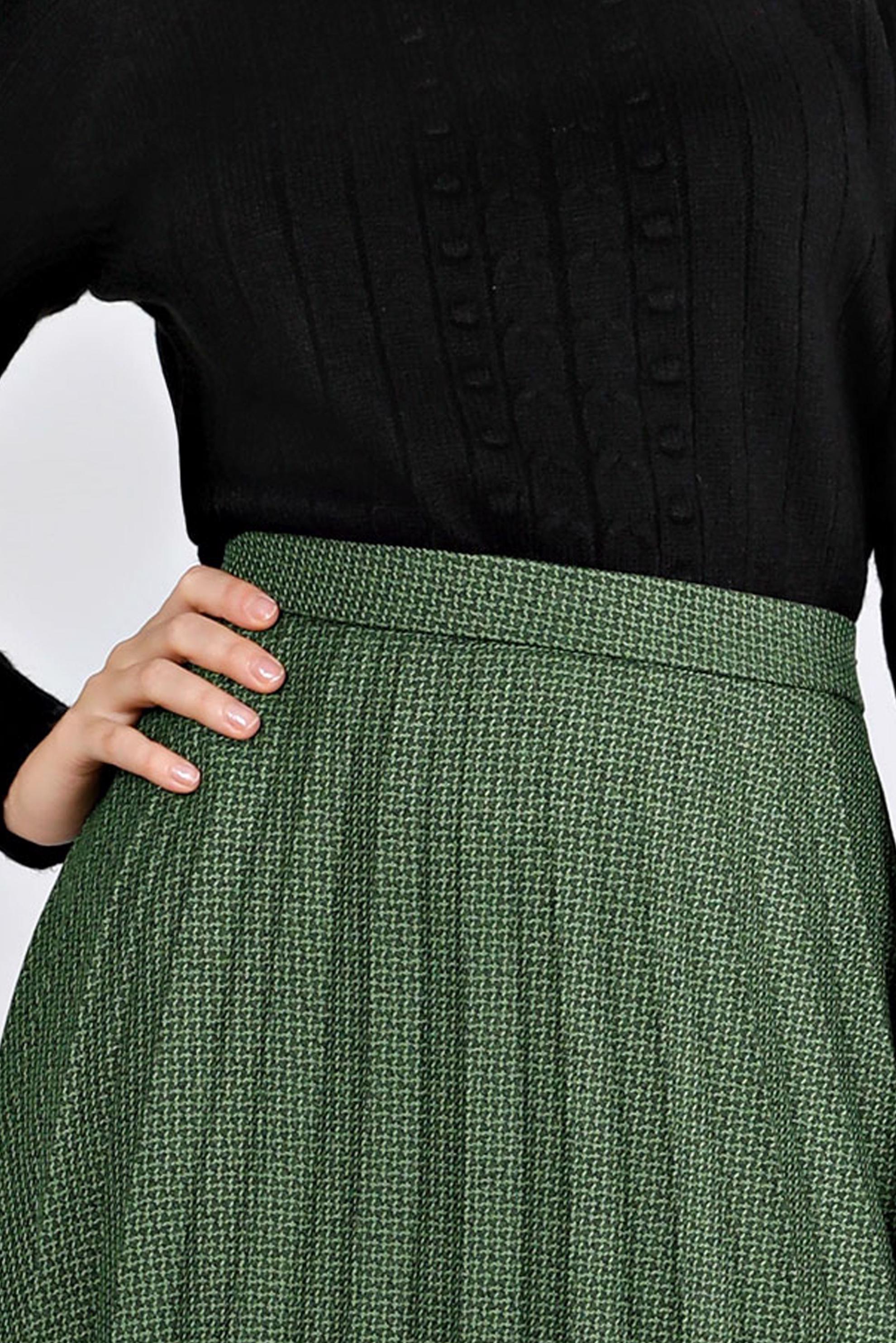 Tesettür giyim YEŞİL DESENLİ PİLİSELİ ETEK 60352