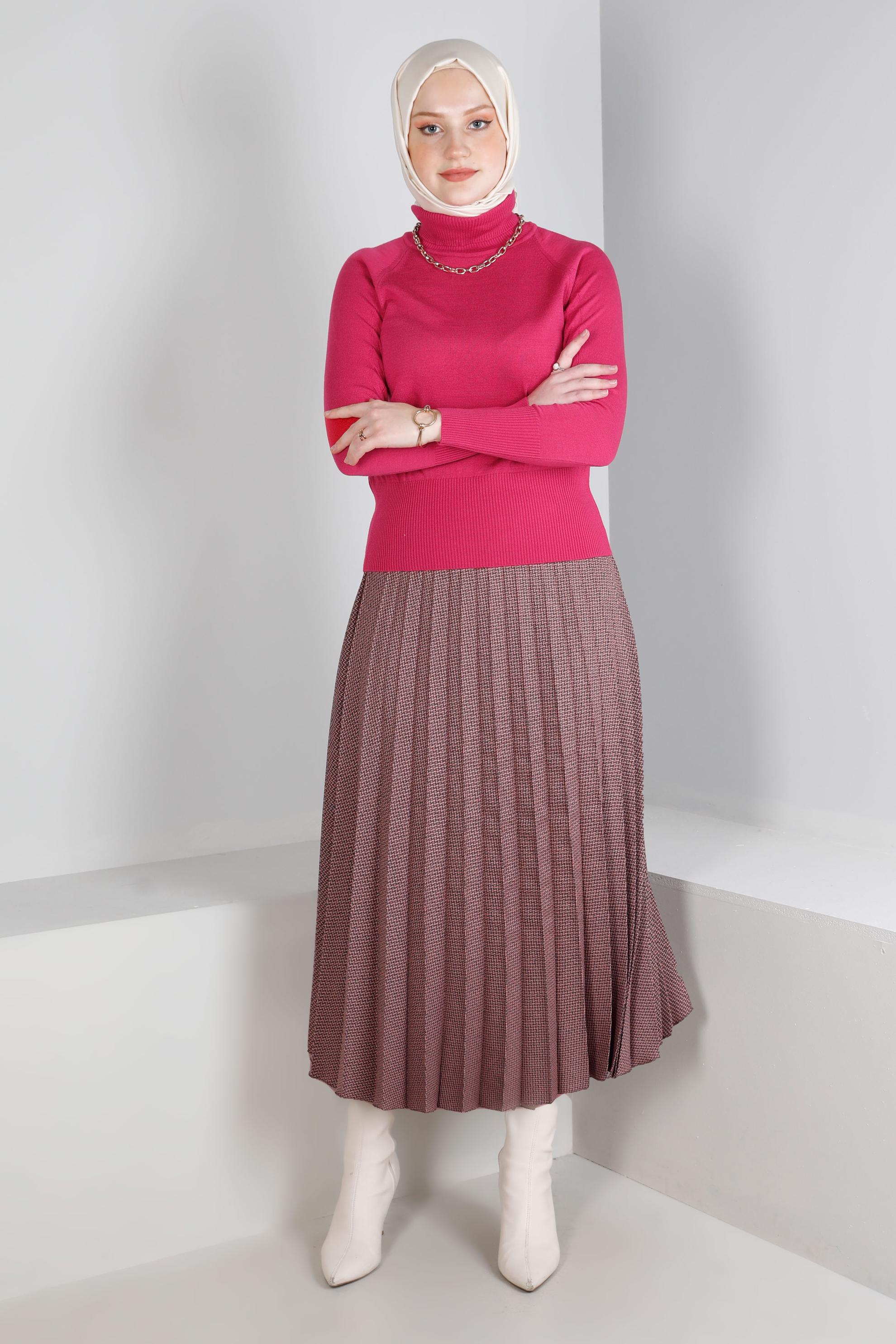 Hijab clothing POWDER PATTERNED PLEATED SKIRT 60352