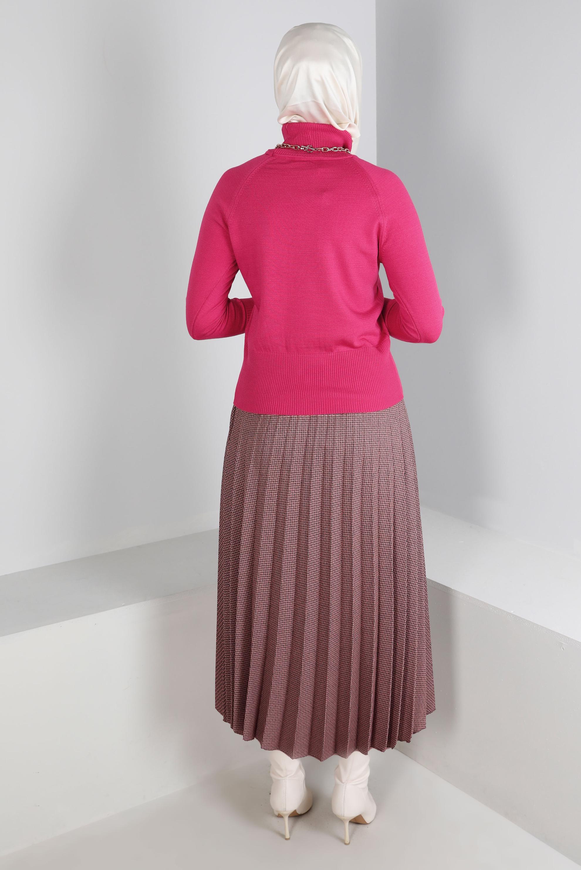 Hijab clothing POWDER PATTERNED PLEATED SKIRT 60352