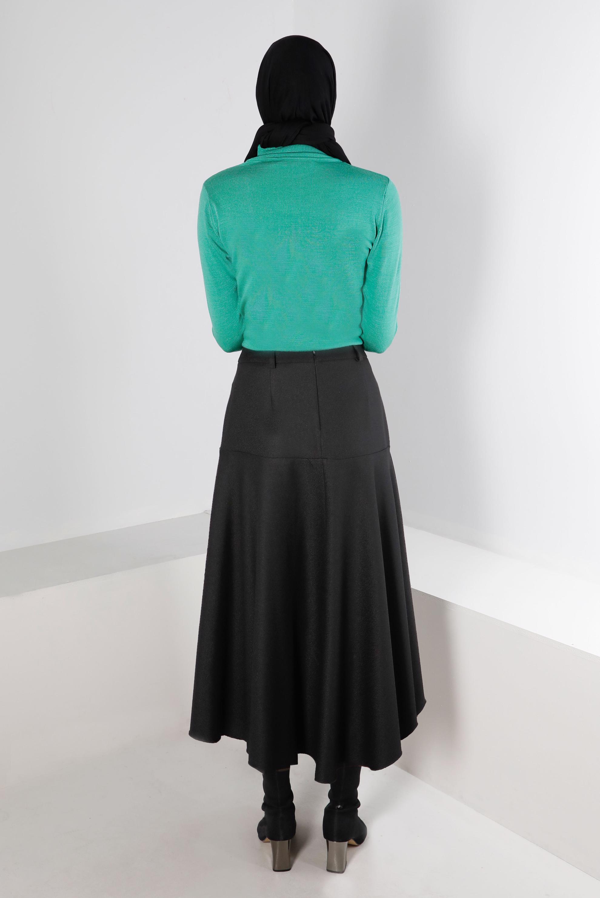 Hijab clothing BLACK BUTTON DETAIL BELL SKIRT 60353 