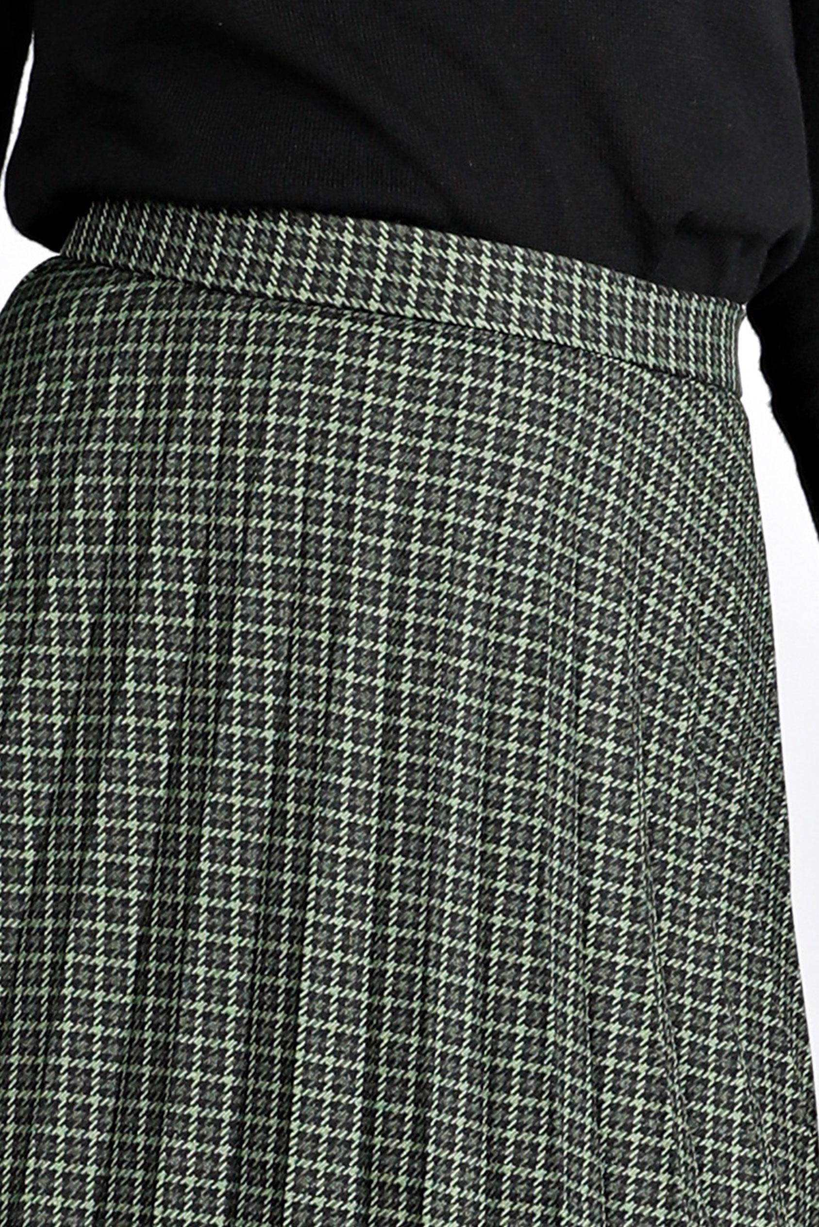 Tesettür giyim YEŞİL KARE DESENLİ PİLİSELİ ETEK 60355