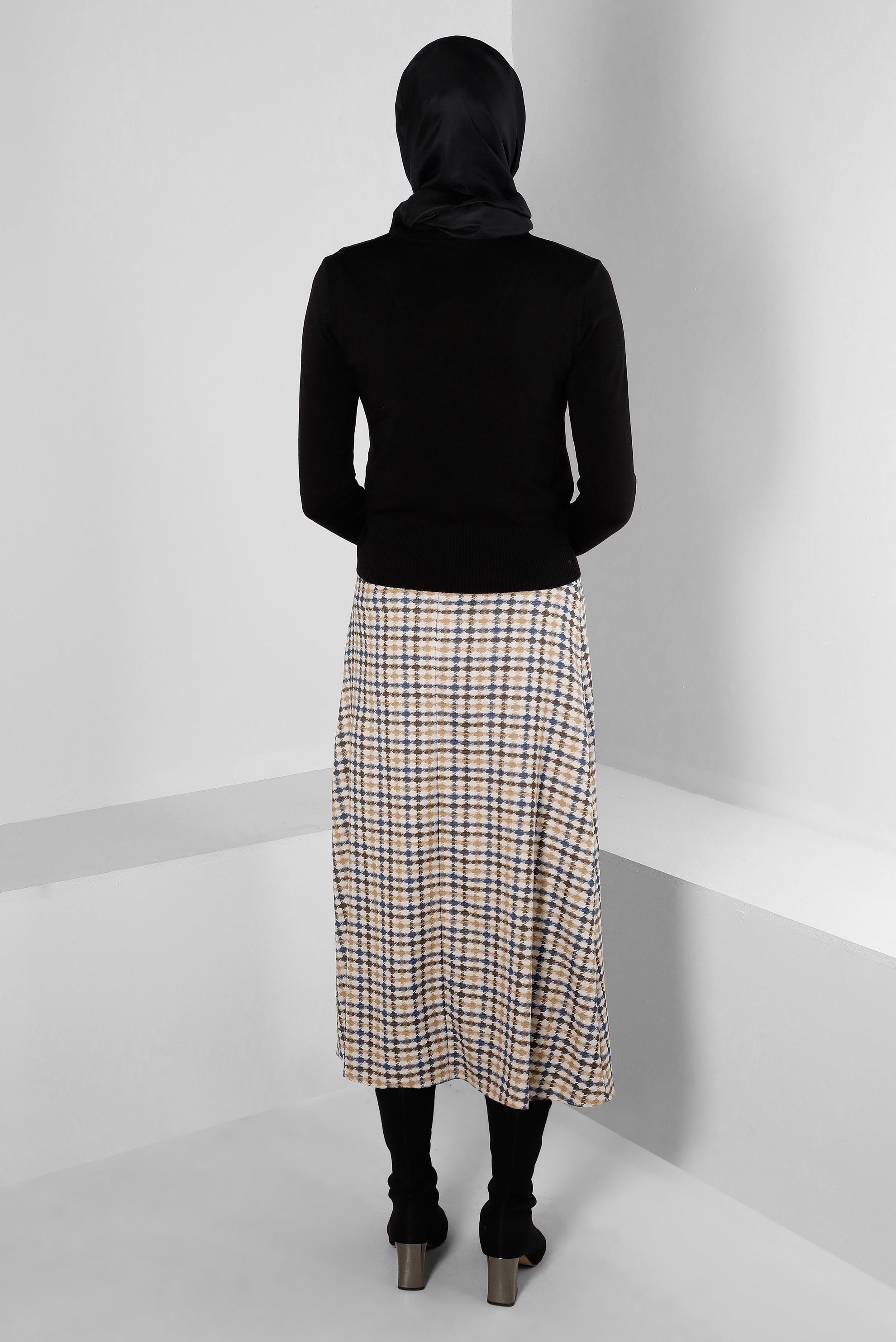 Hijab clothing BEIGE PLAID PATTERN SKIRT 60357 