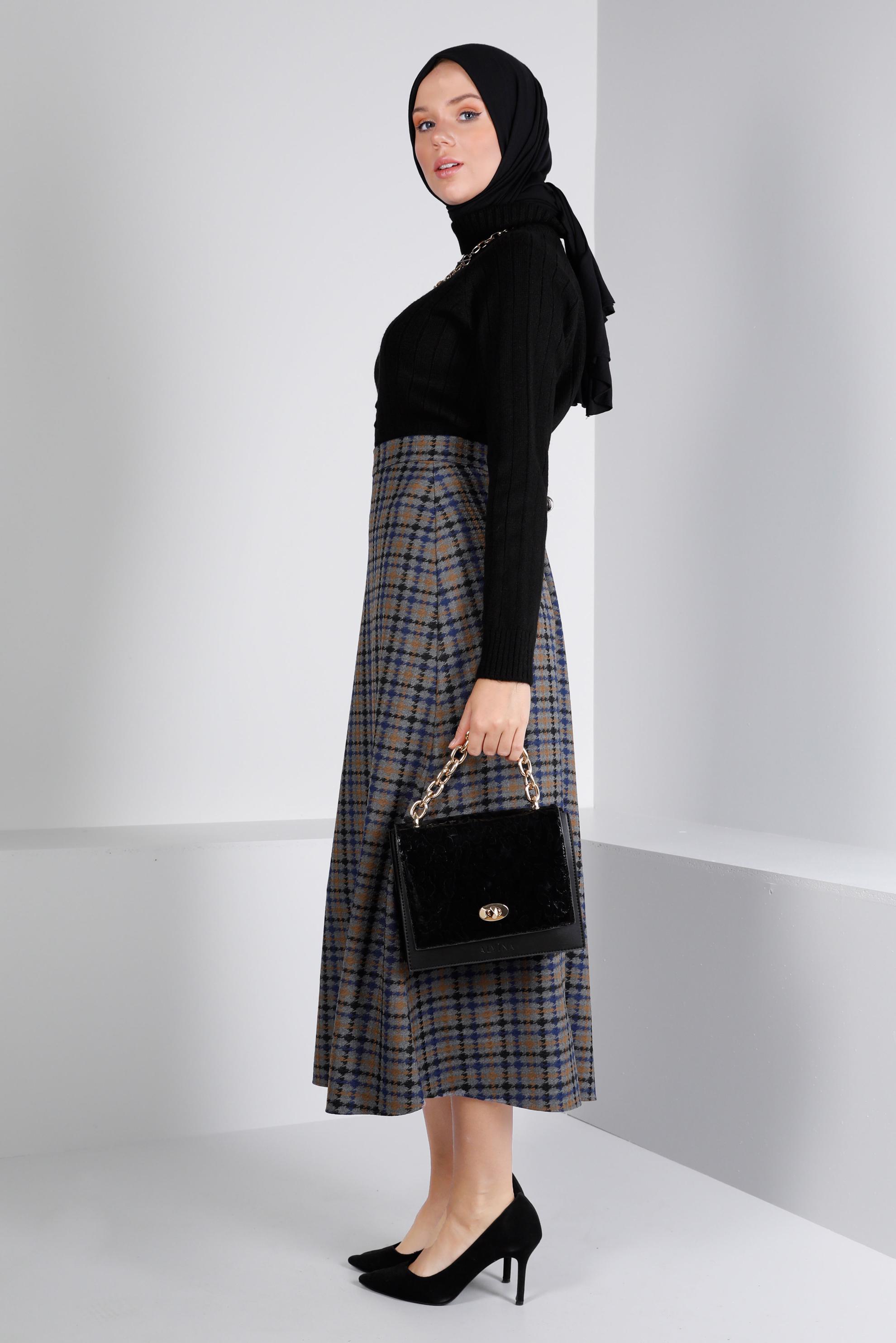 Vêtements hijab GRIS JUPE À CARREAUX 60357