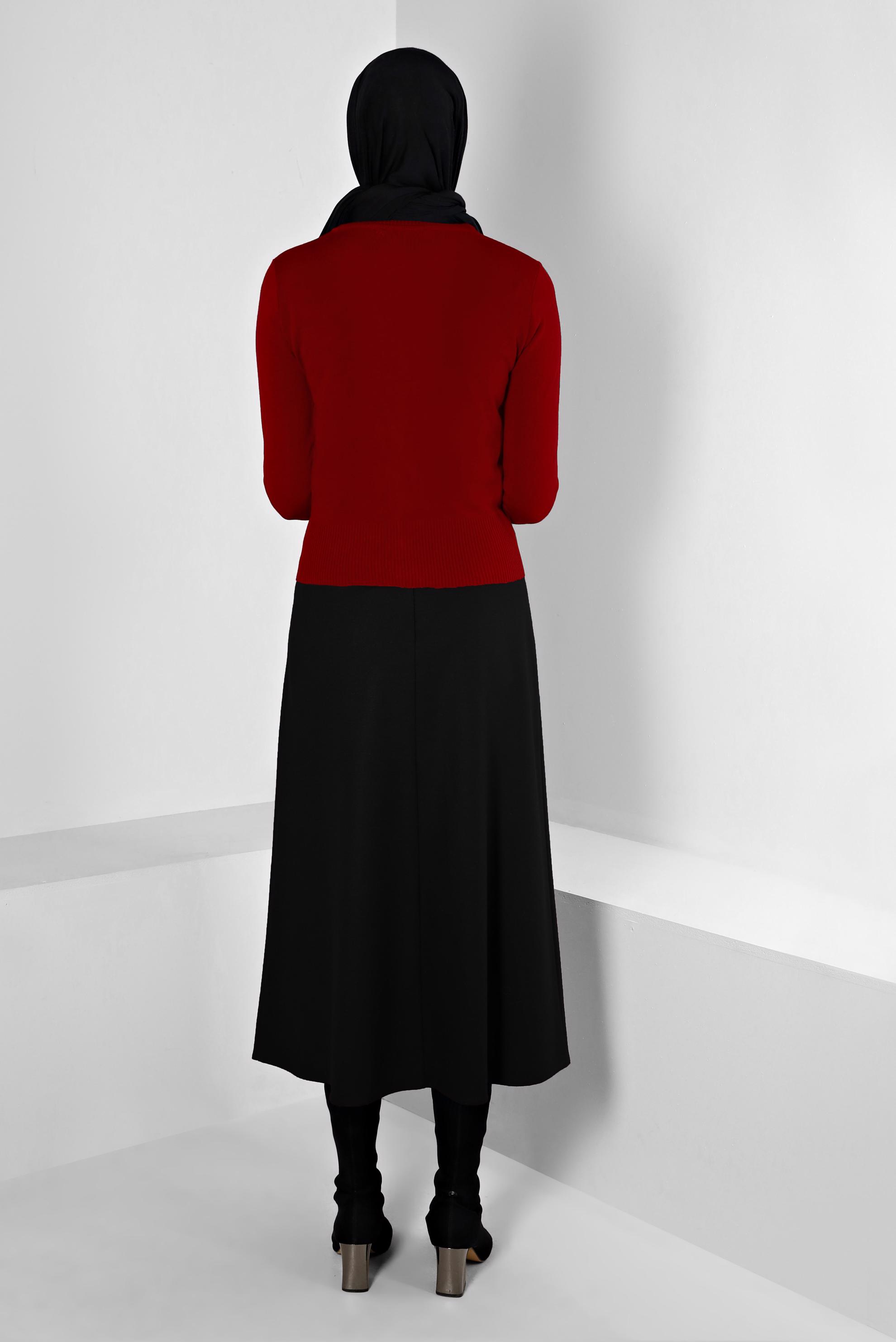 Tesettür giyim SİYAH FERMUARLI DÜZ KESİM ETEK 60358