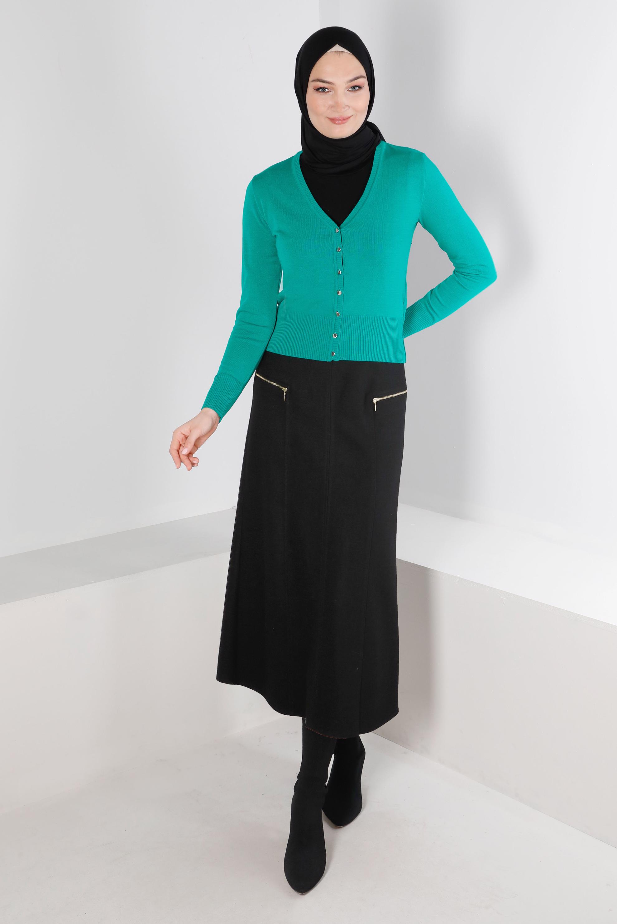 Hijab clothing BLACK ZIPPER DETAIL SKIRT 60360