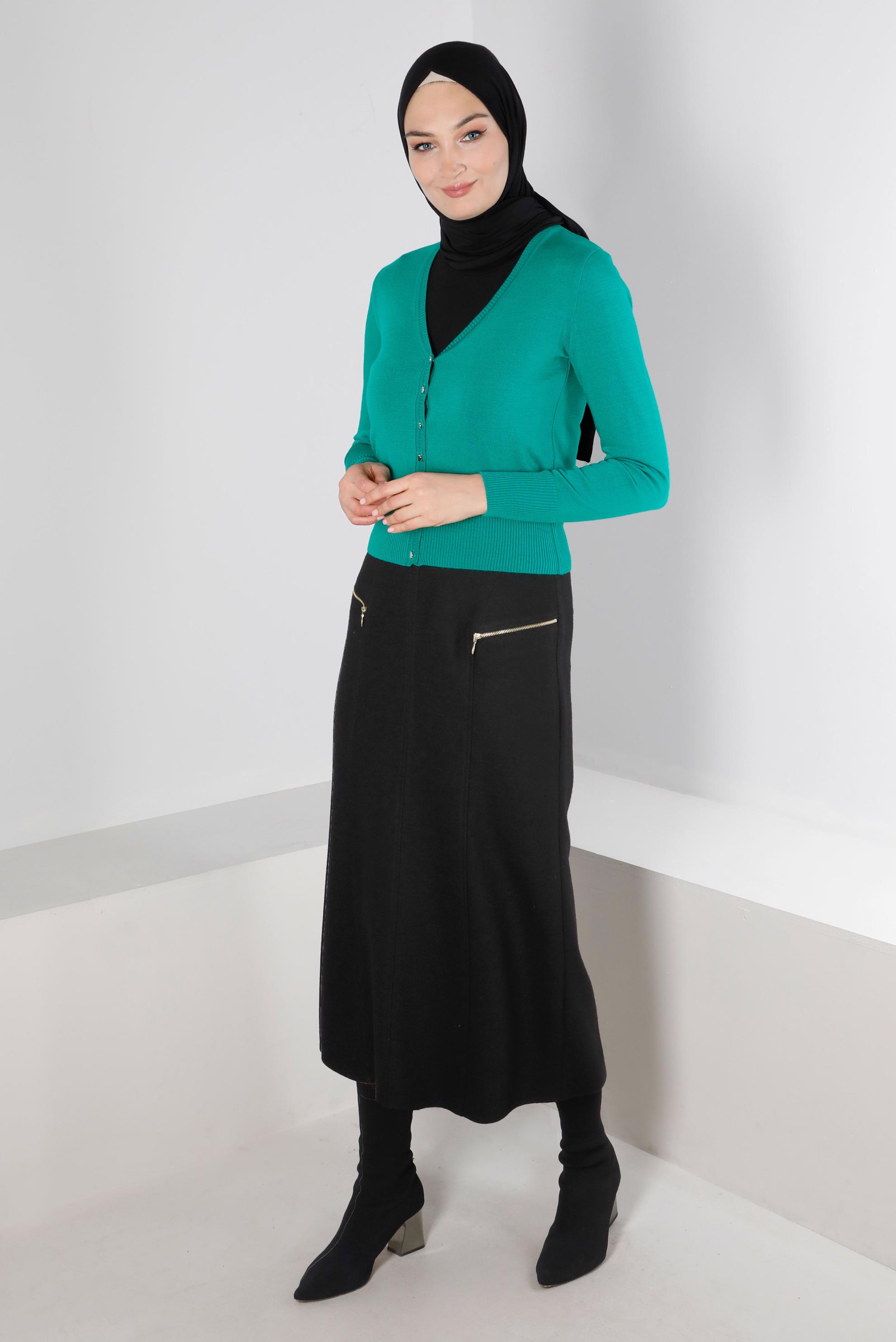 Hijab clothing BLACK ZIPPER DETAIL SKIRT 60360