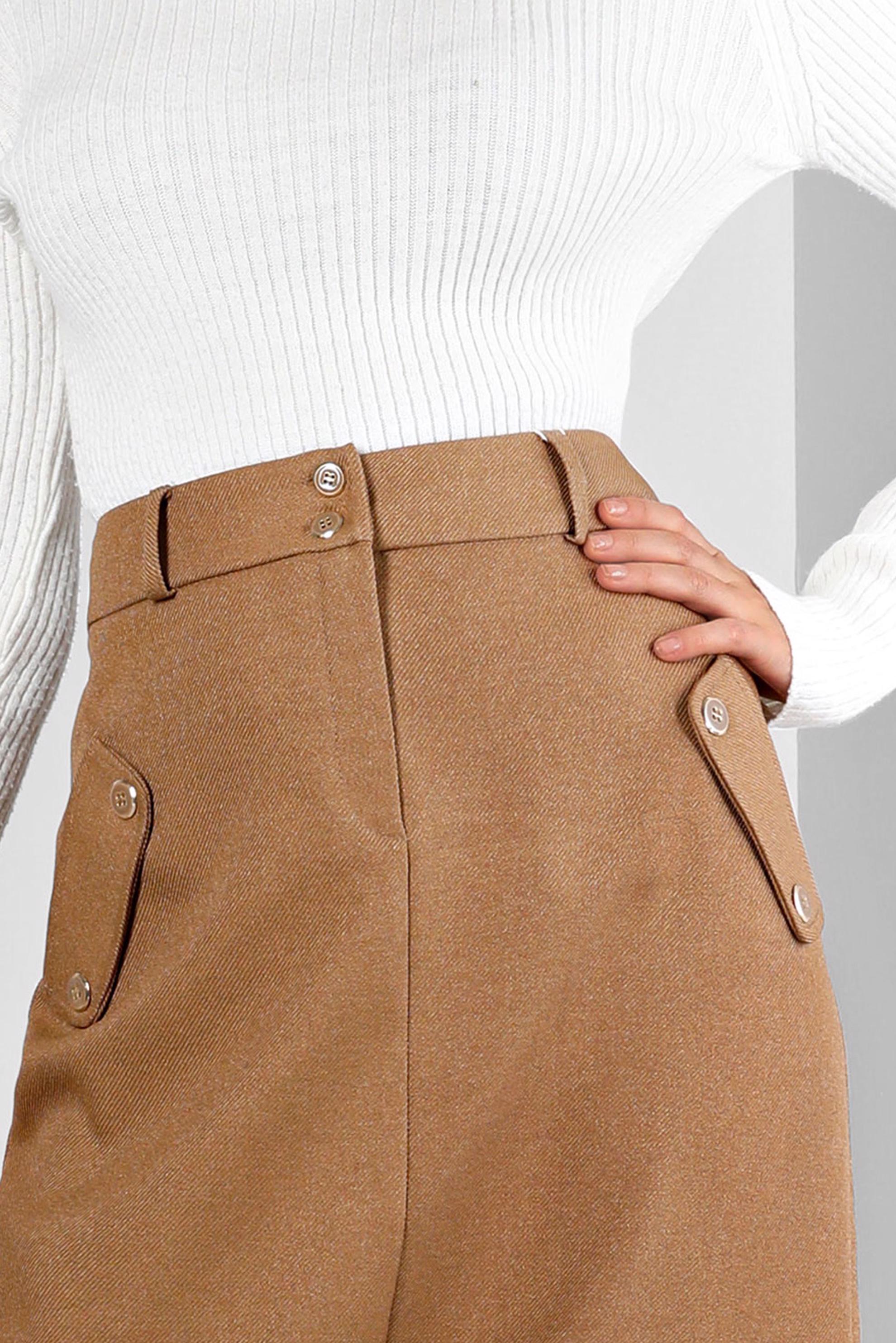 Tesettür giyim KAHVE DÜĞME DETAYLI ETEK 60361