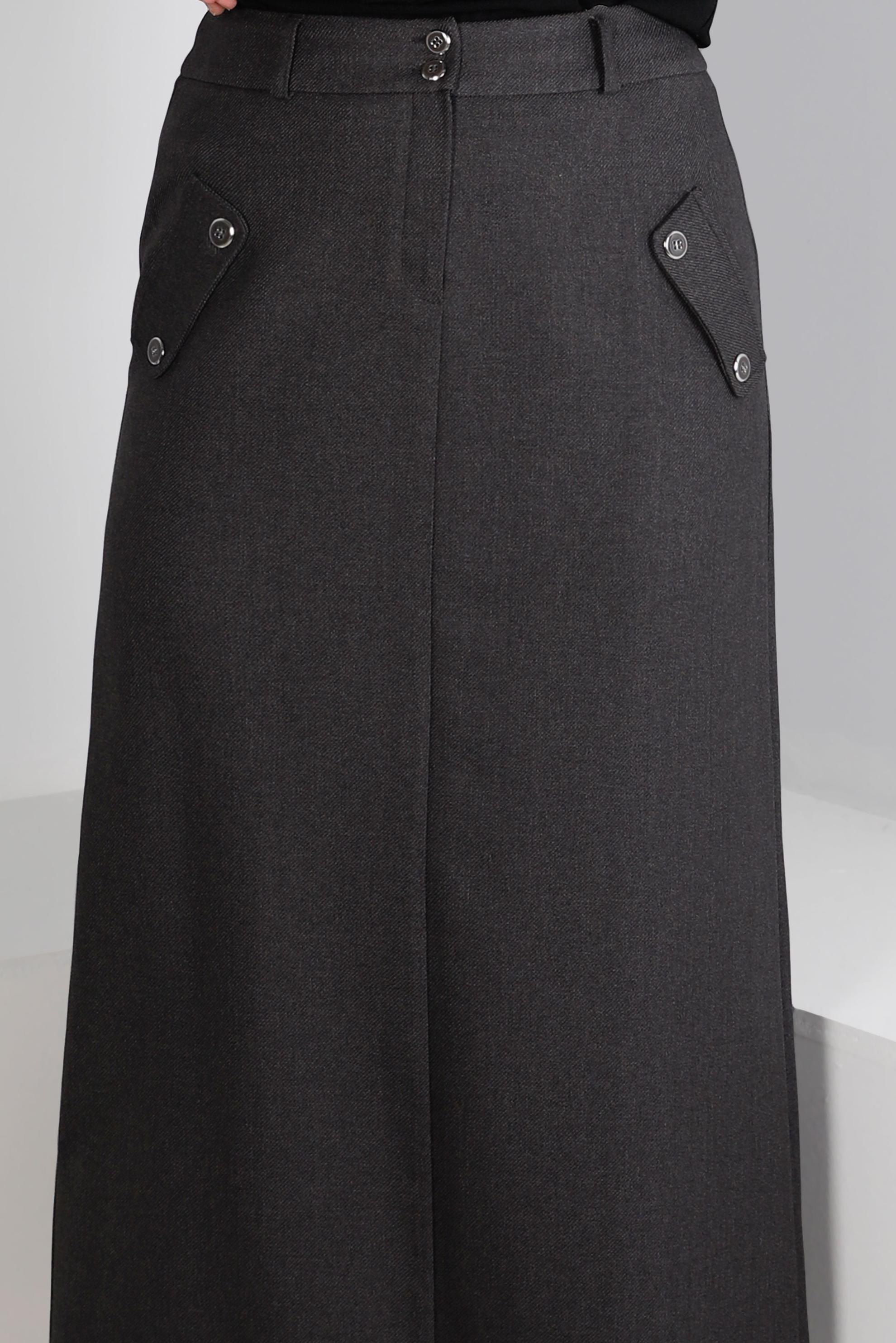 Tesettür giyim GRİ DÜĞME DETAYLI ETEK 60361