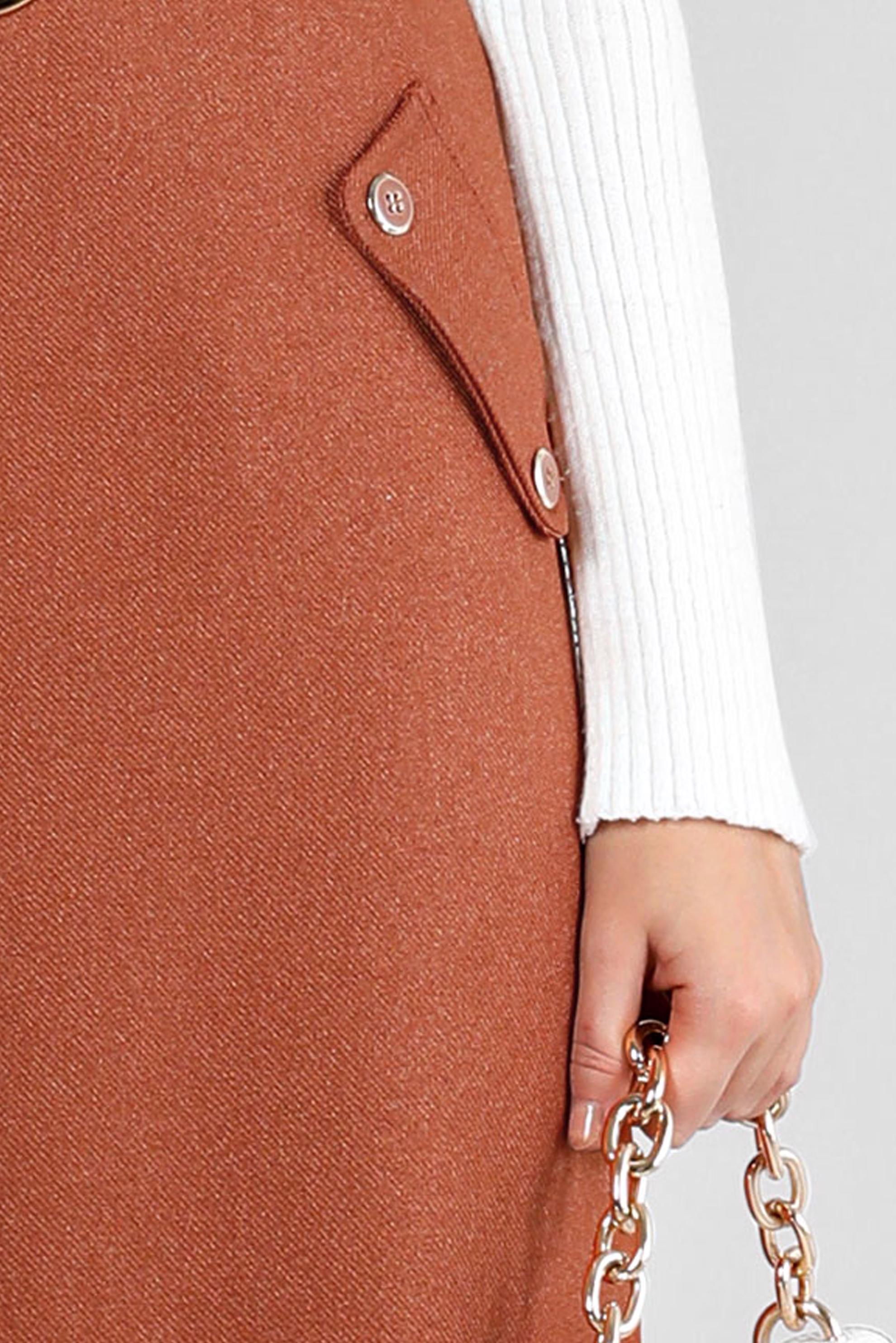 Tesettür giyim TURUNCU DÜĞME DETAYLI ETEK 60361