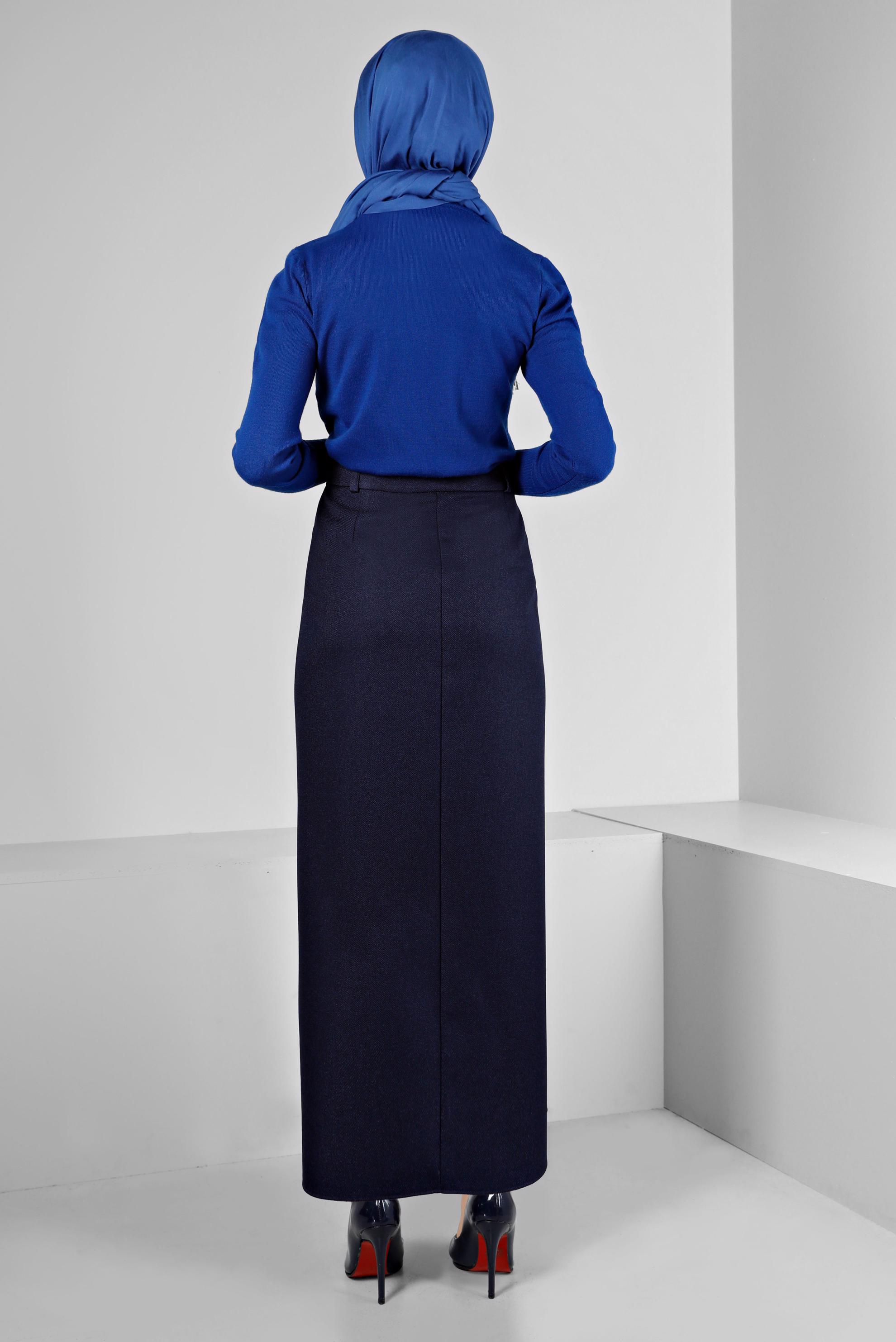 Hijab clothing NAVY BLUE BUTTON DETAIL SKIRT 60361