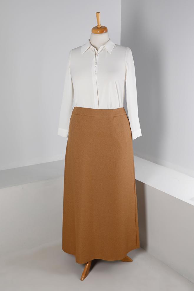 Tesettür giyim KAHVE A KESİM ETEK 60363 - ALVİNA