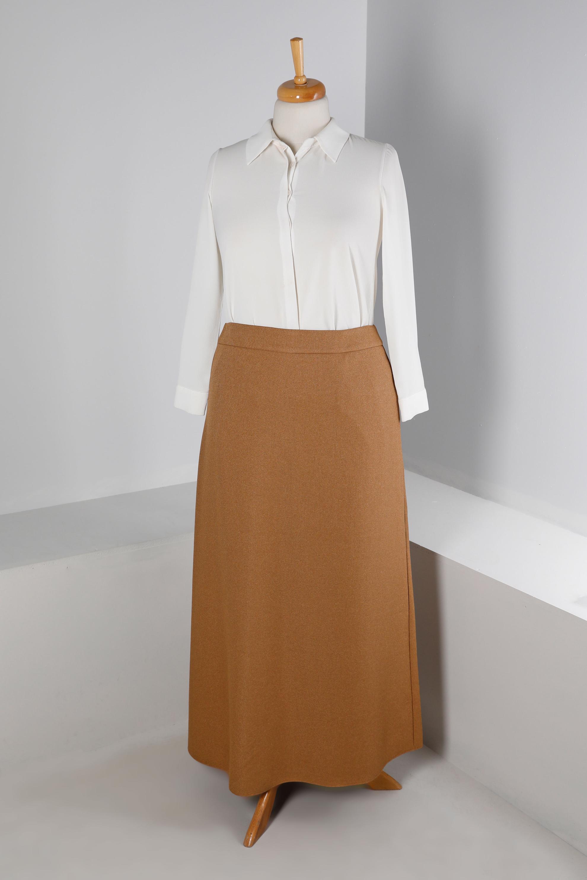 Tesettür giyim KAHVE A KESİM ETEK 60363