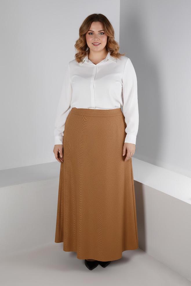 Vêtements hijab BRUN JUPE A COUPE 60363 - ALVİNA