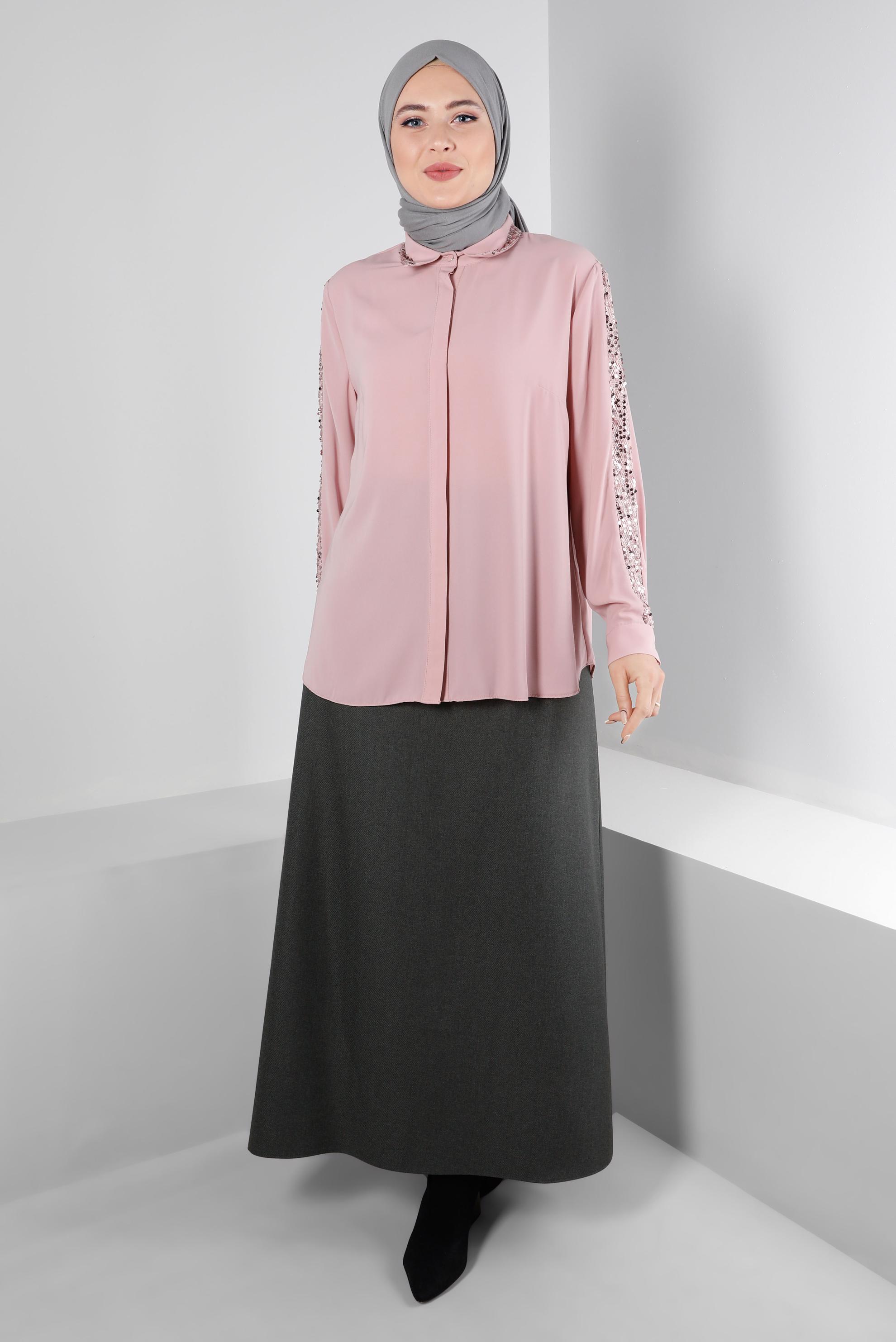 Vêtements hijab GRIS JUPE A COUPE 60363