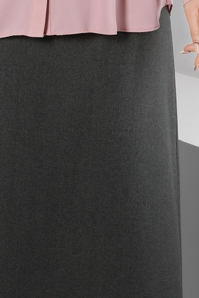 Tesettür giyim GRİ A KESİM ETEK 60363 - ALVİNA