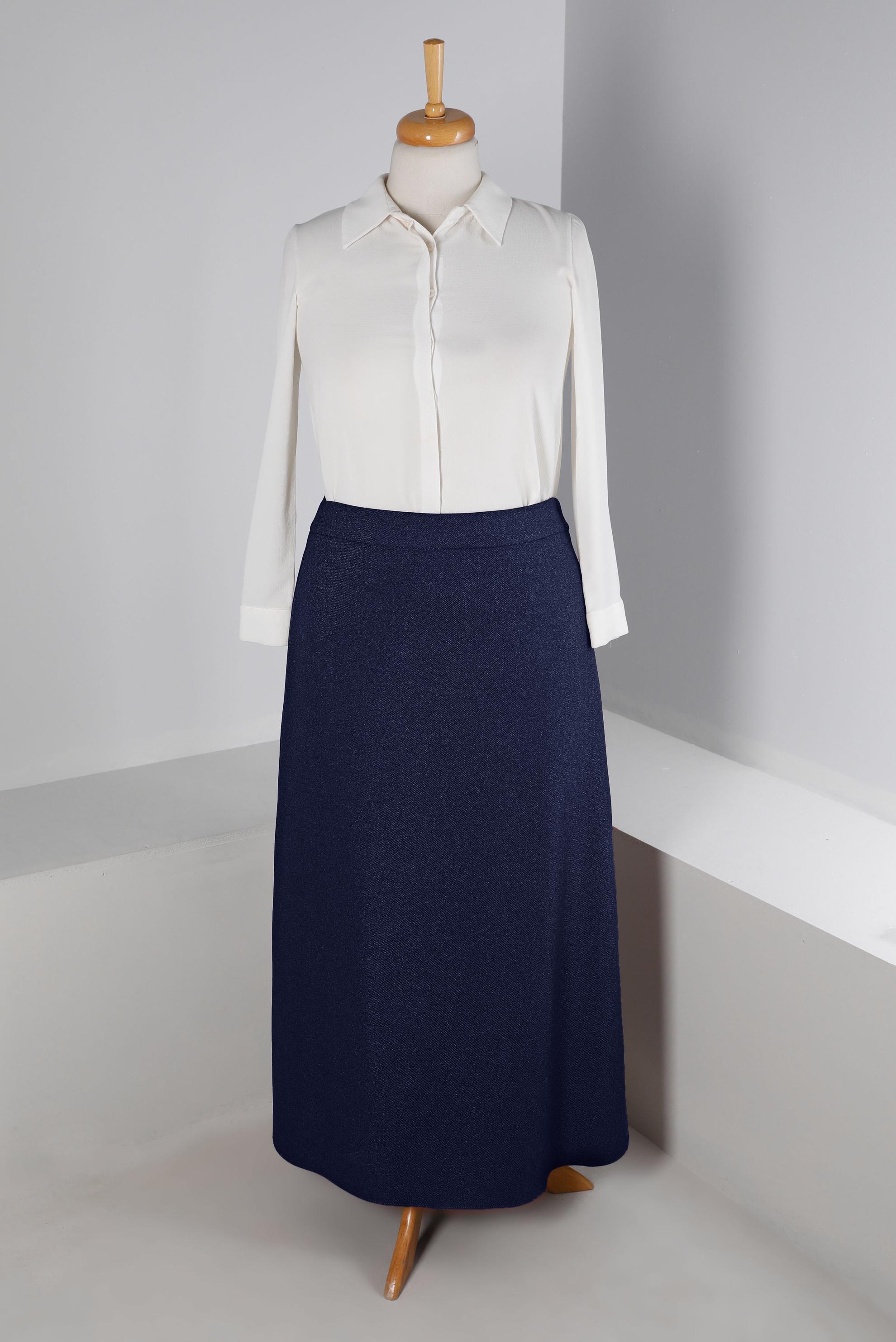Hijab clothing NAVY BLUE A CUT SKIRT 60363