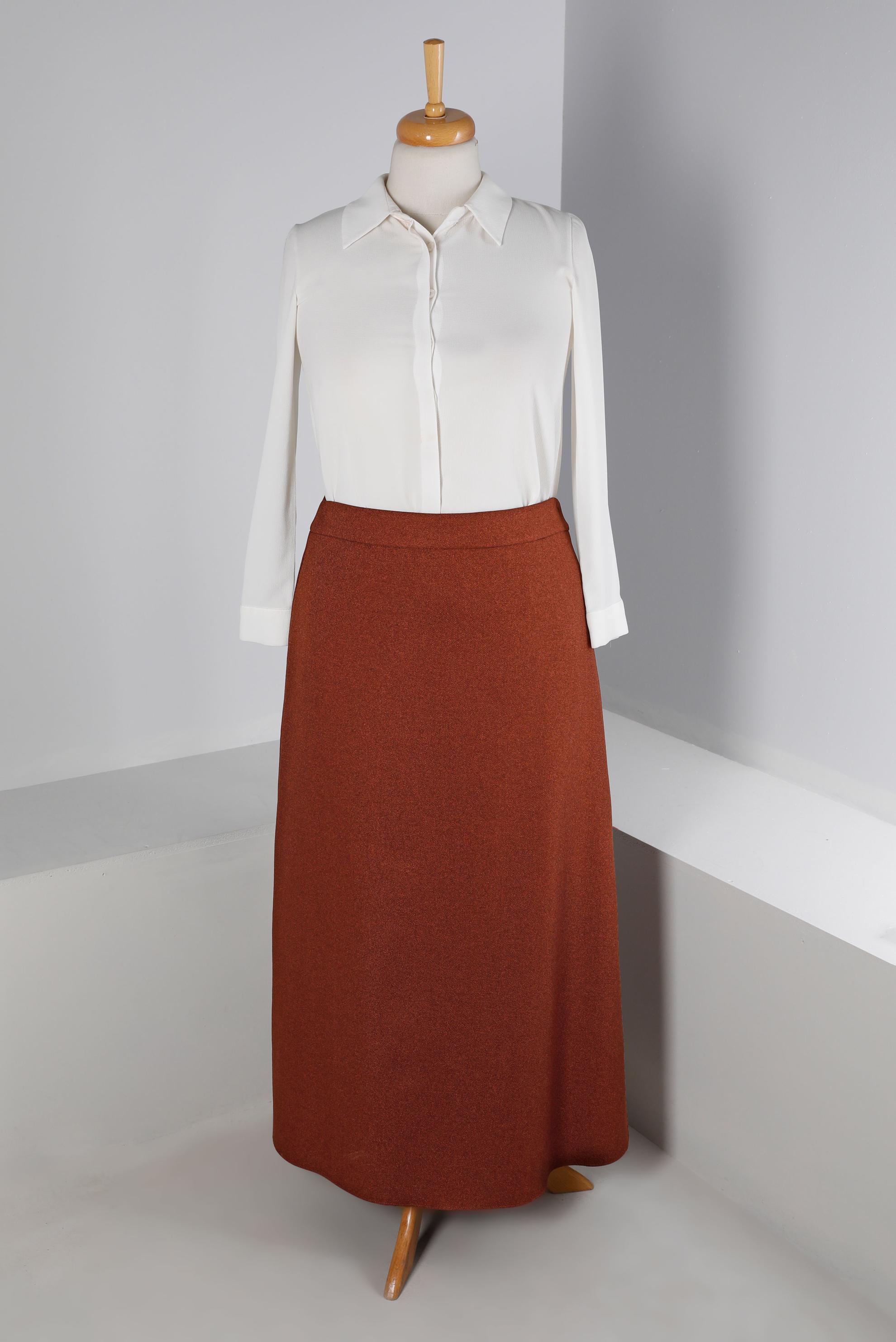 Tesettür giyim KAHVE A KESİM ETEK 60363