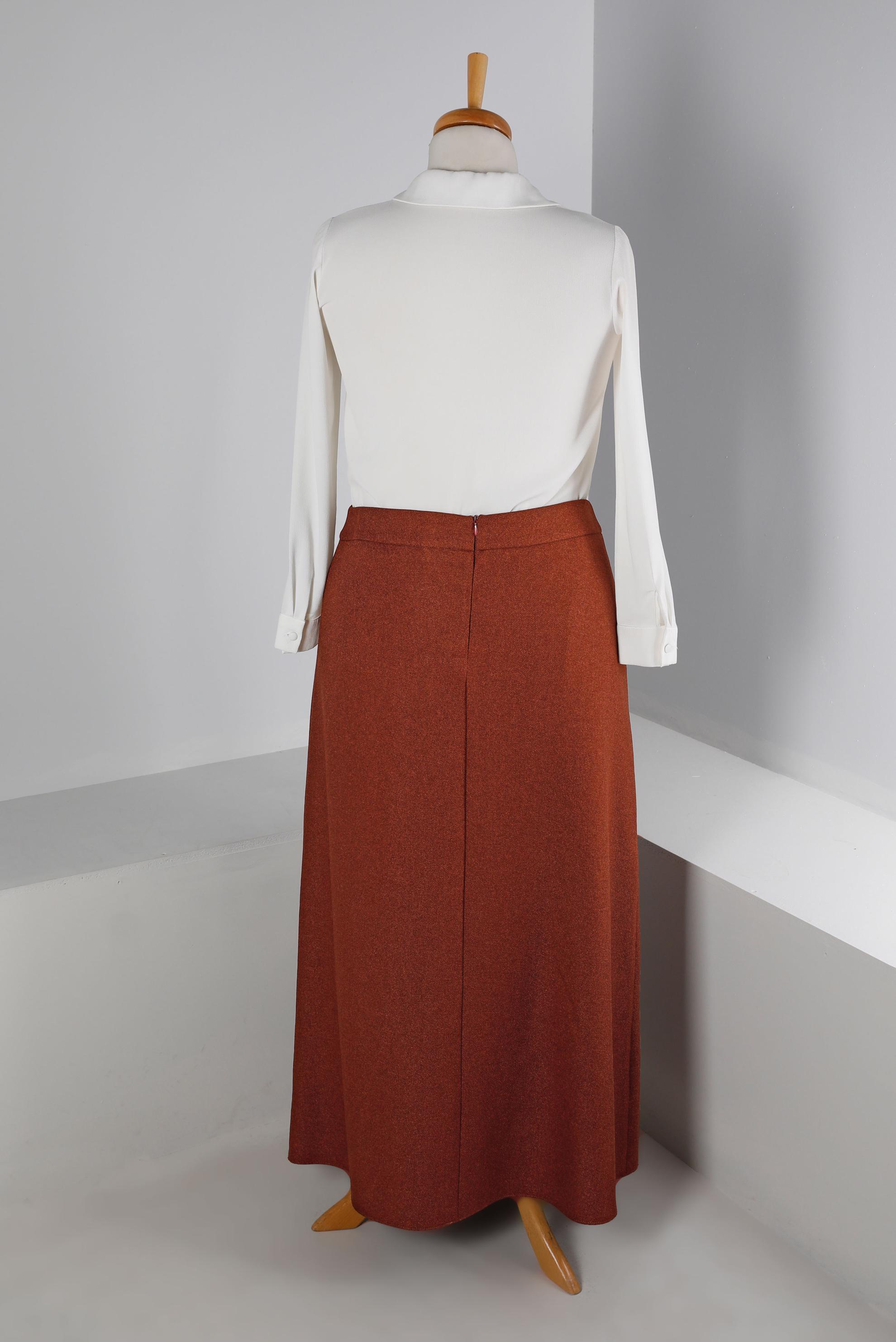 Tesettür giyim KAHVE A KESİM ETEK 60363