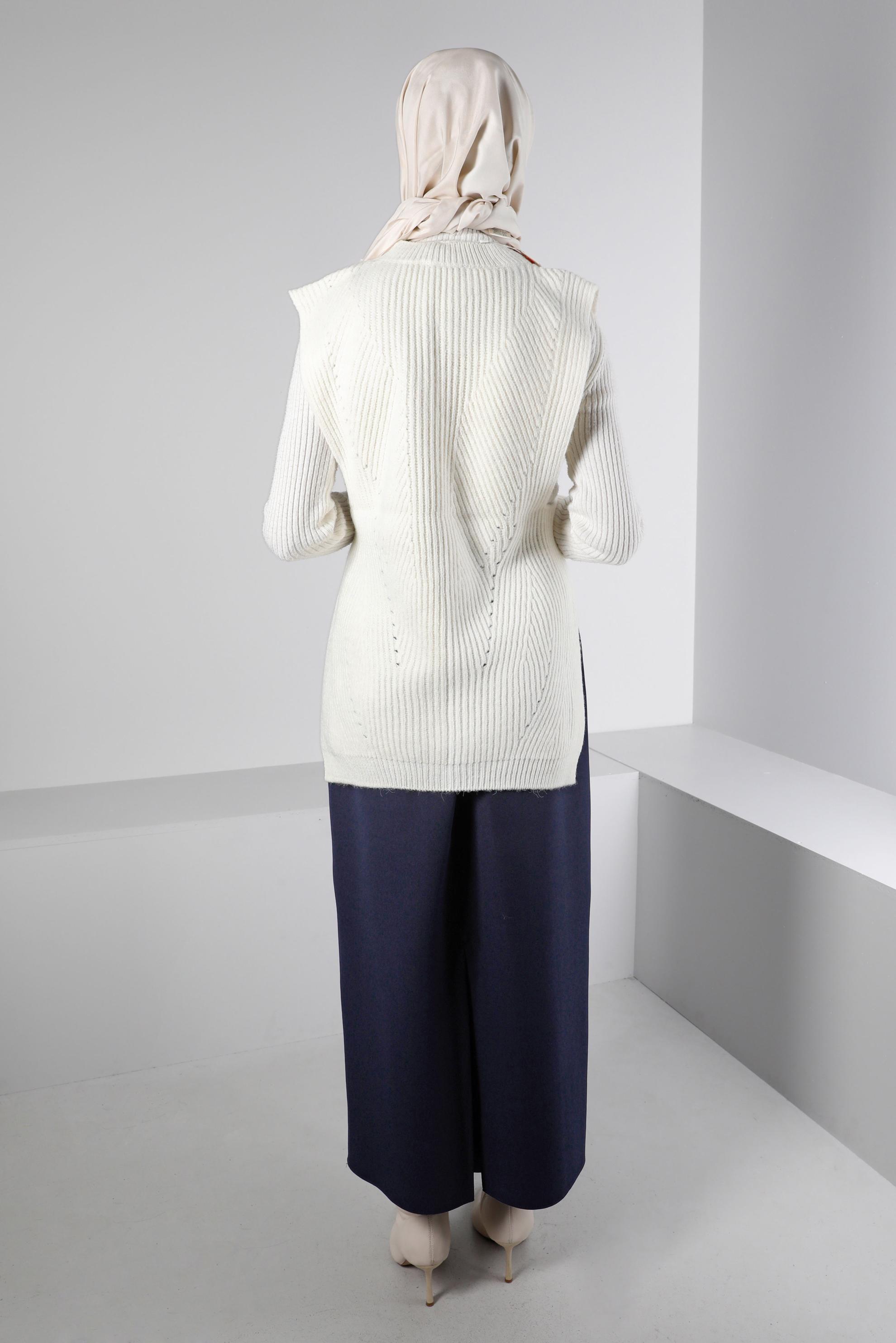 Tesettür giyim LACİVERT GİZLİ YIRTMAÇLI FERMUARLI ETEK 60364