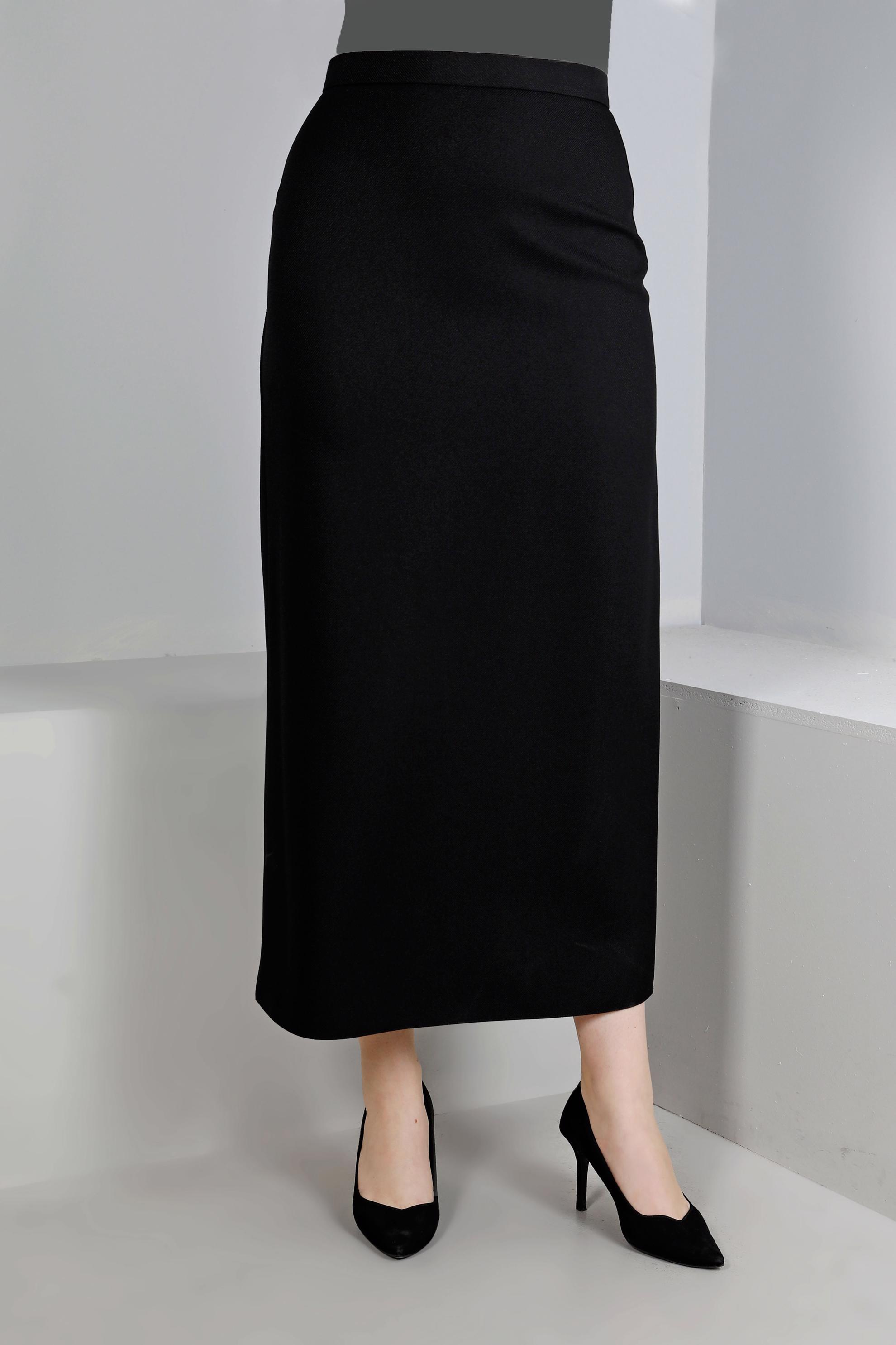 Tesettür giyim SİYAH GİZLİ YIRTMAÇLI ETEK 60365