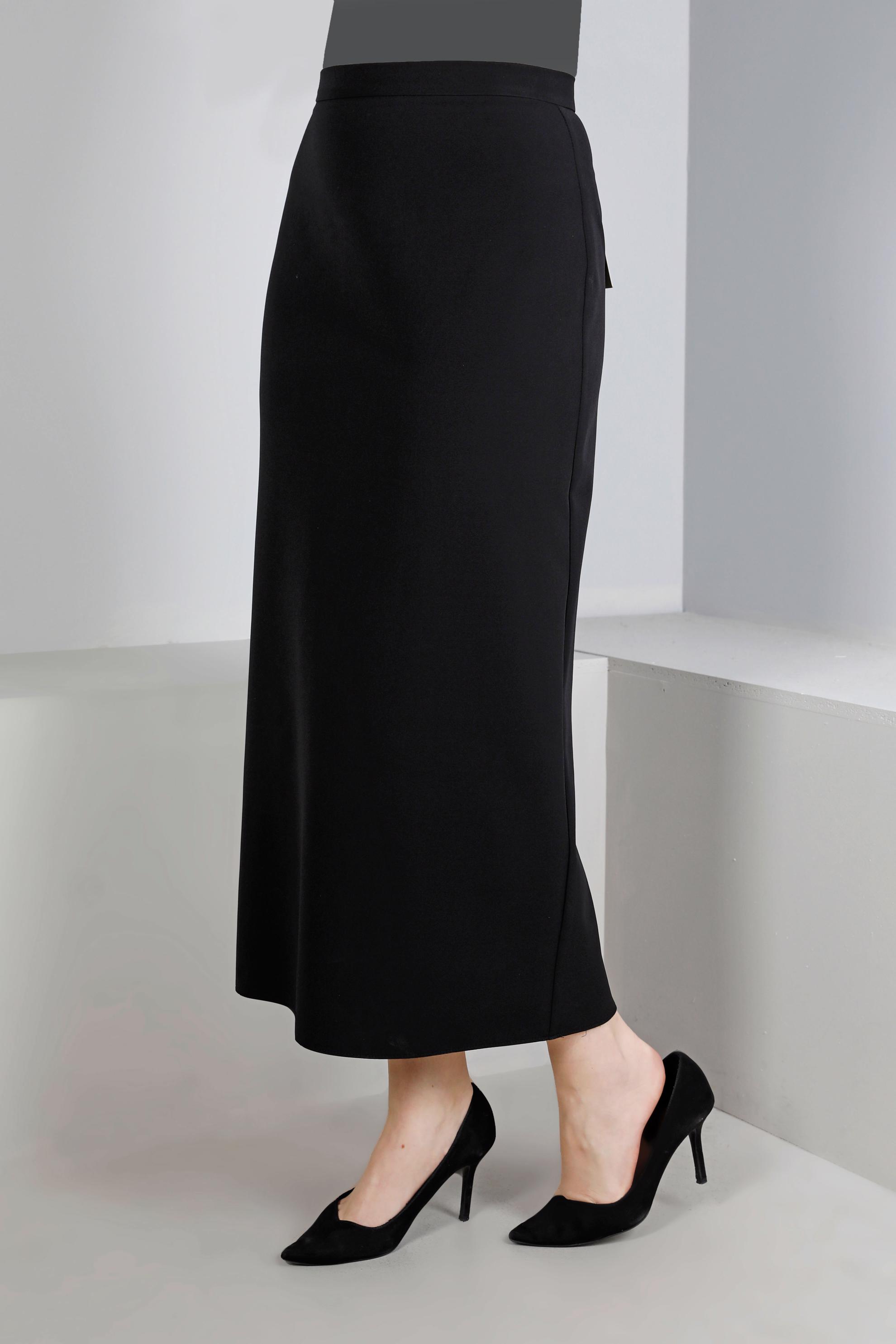 Tesettür giyim SİYAH GİZLİ YIRTMAÇLI ETEK 60365