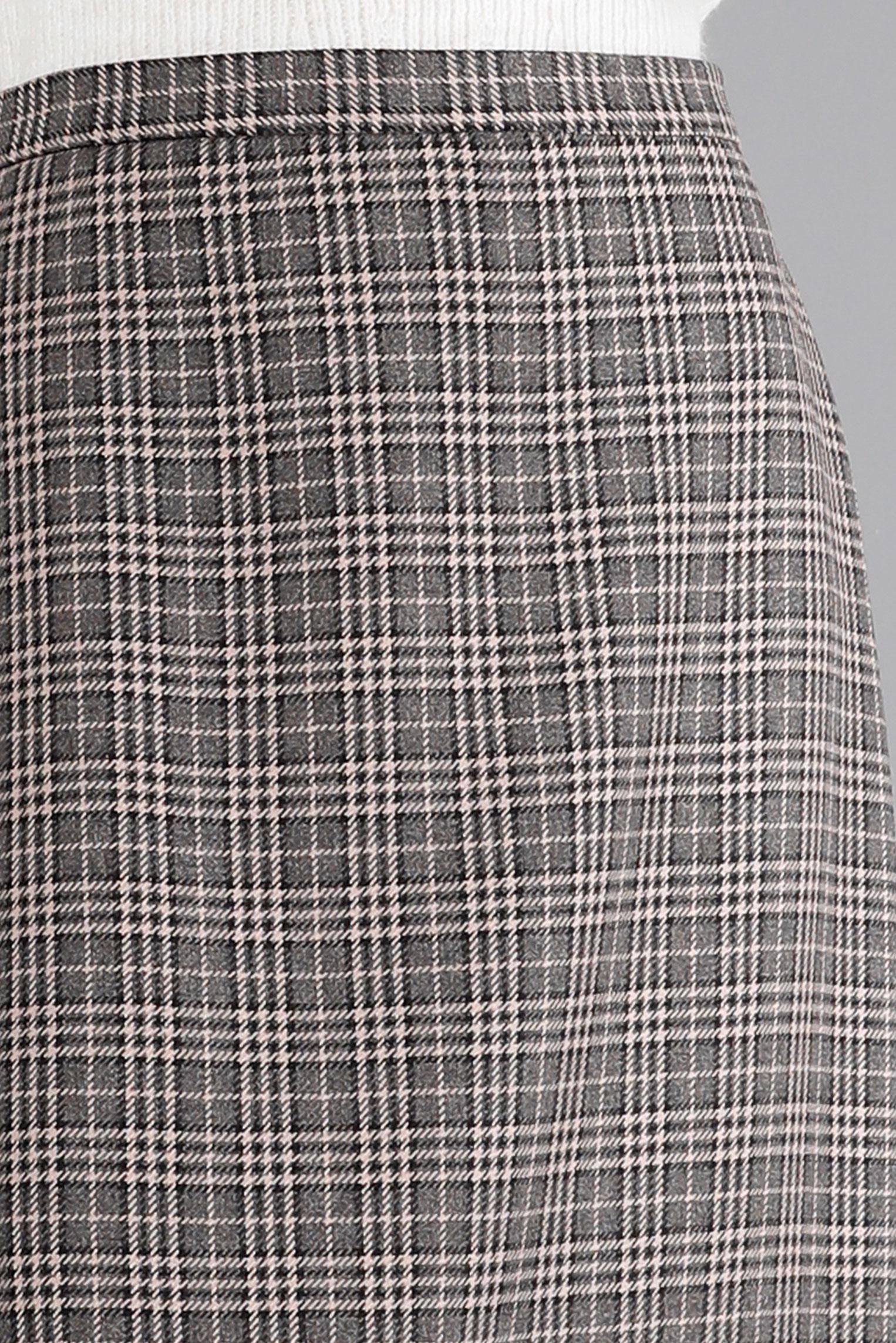 Tesettür giyim PUDRA GİZLİ YIRTMAÇLI EKOSE DESENLİ ETEK 60368