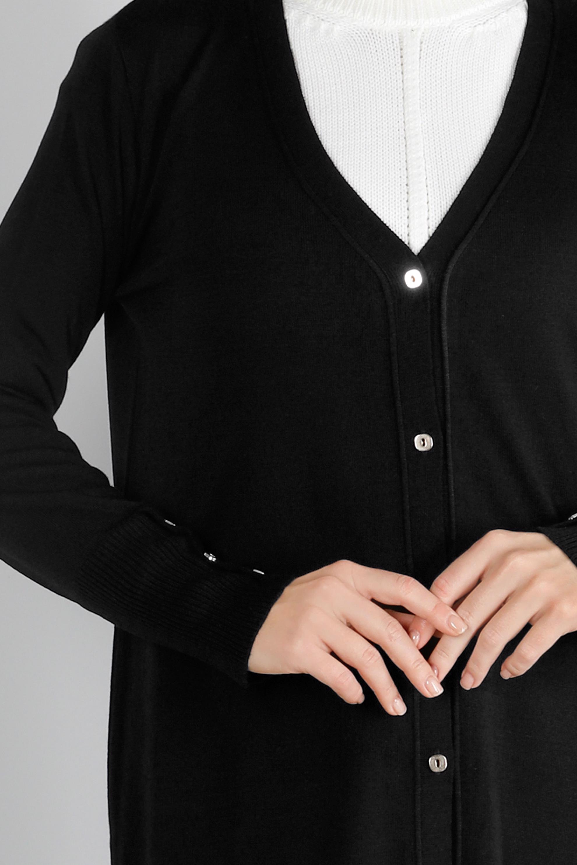 Tesettür giyim SİYAH DÜĞME DETAYLI TRİKO HIRKA 43126 