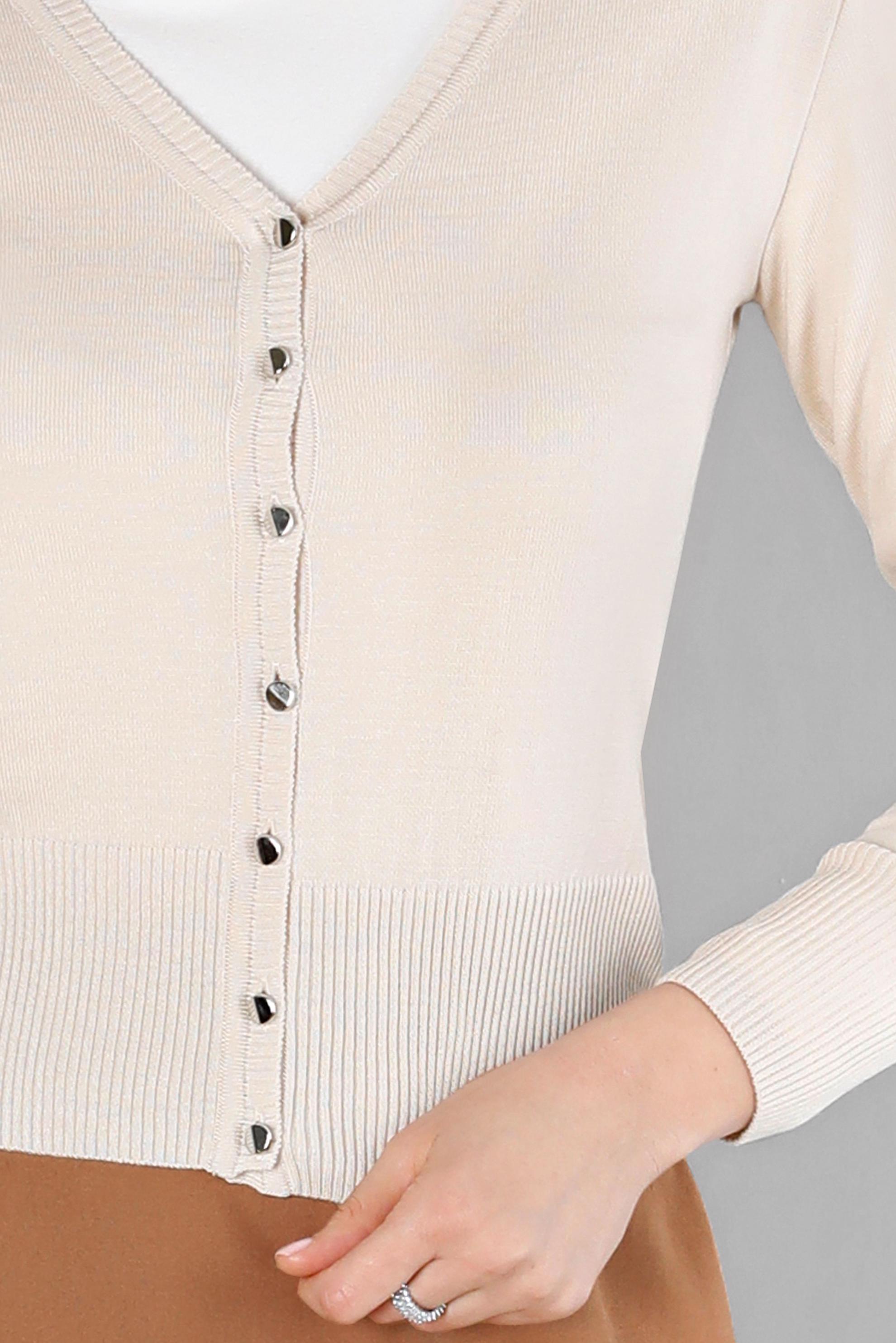 Tesettür giyim BEJ DÜĞMELİ BELİ LASTİKLİ TRİKO HIRKA 43127