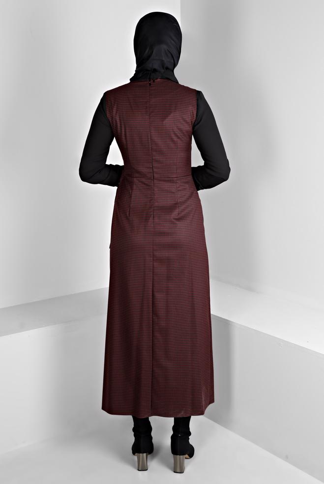 Tesettür giyim BORDO BAĞLAMA DETAYLI PÖTİKARE JİLE 43318 - ALVİNA