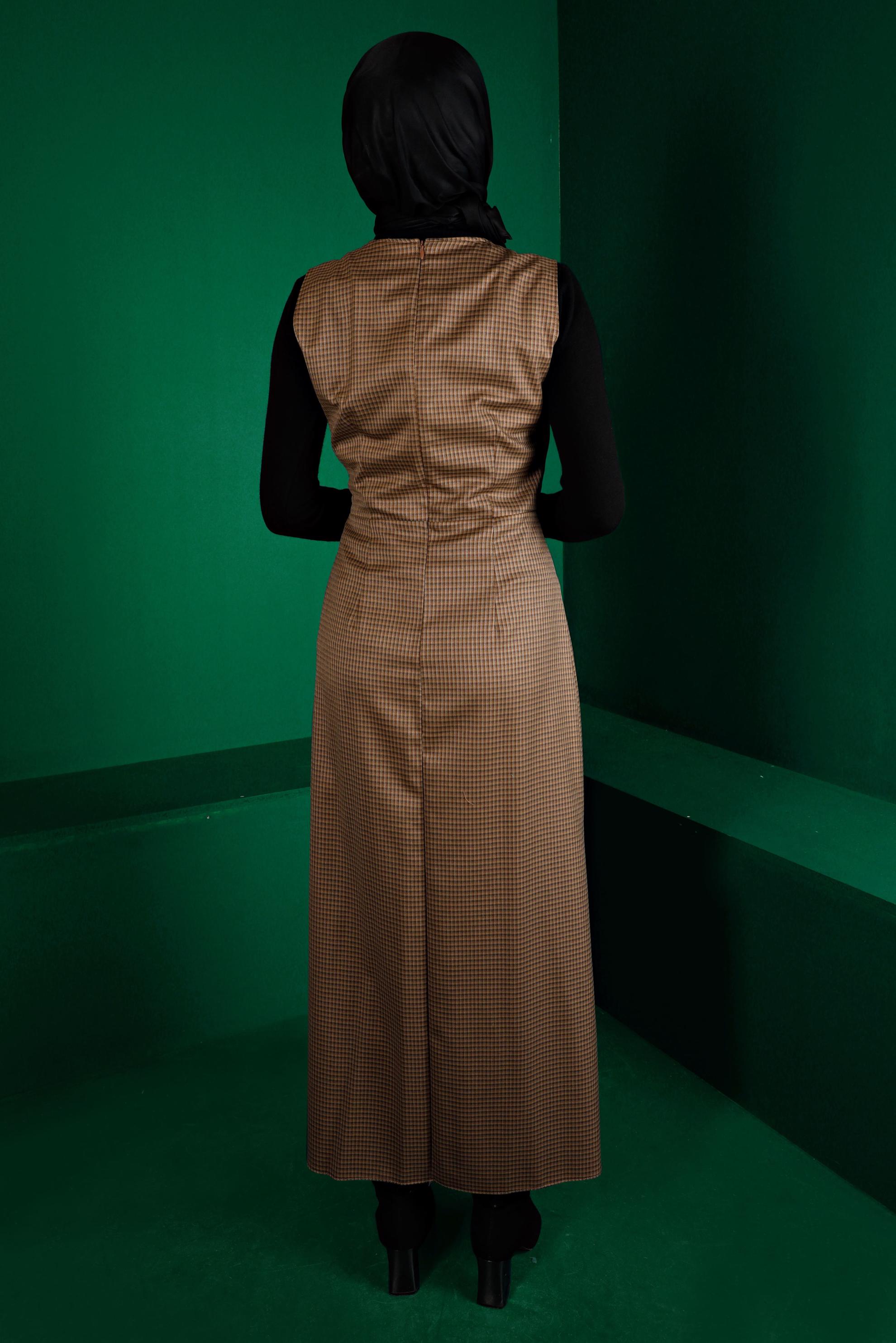 Tesettür giyim KAHVE BAĞLAMA DETAYLI PÖTİKARE JİLE 43318