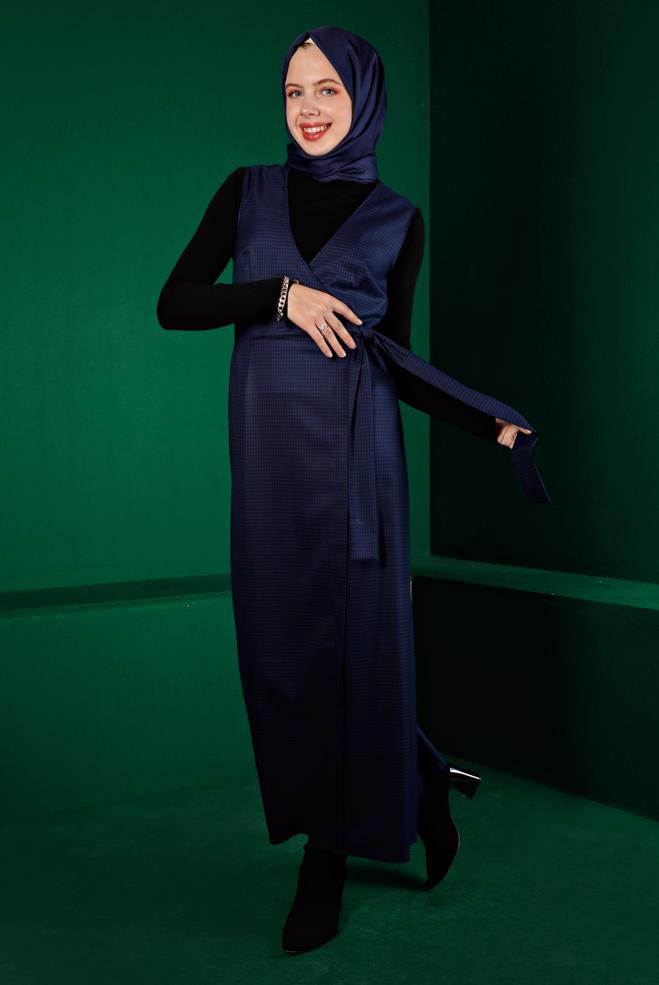 Tesettür giyim LACİVERT BAĞLAMA DETAYLI PÖTİKARE JİLE 43318 - ALVİNA