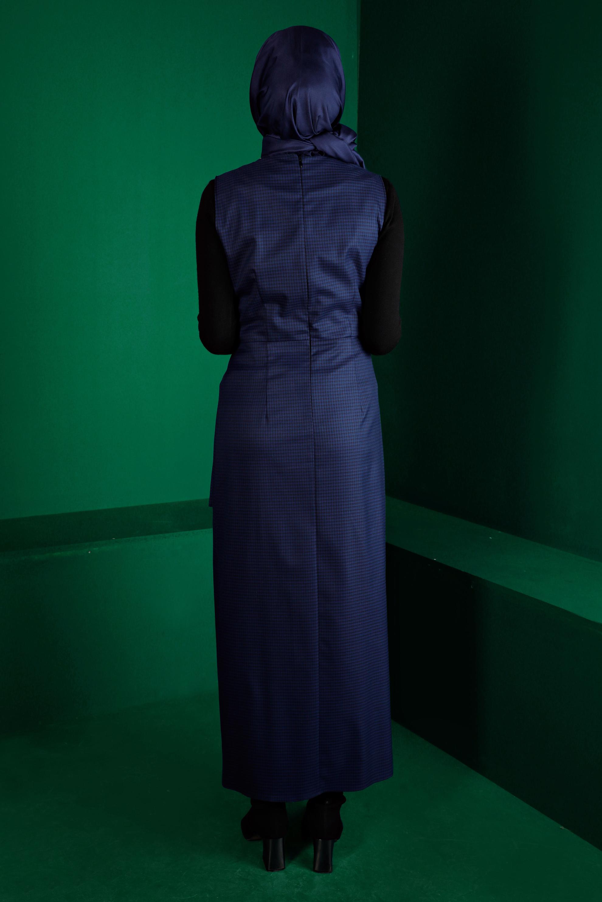 Tesettür giyim LACİVERT BAĞLAMA DETAYLI PÖTİKARE JİLE 43318