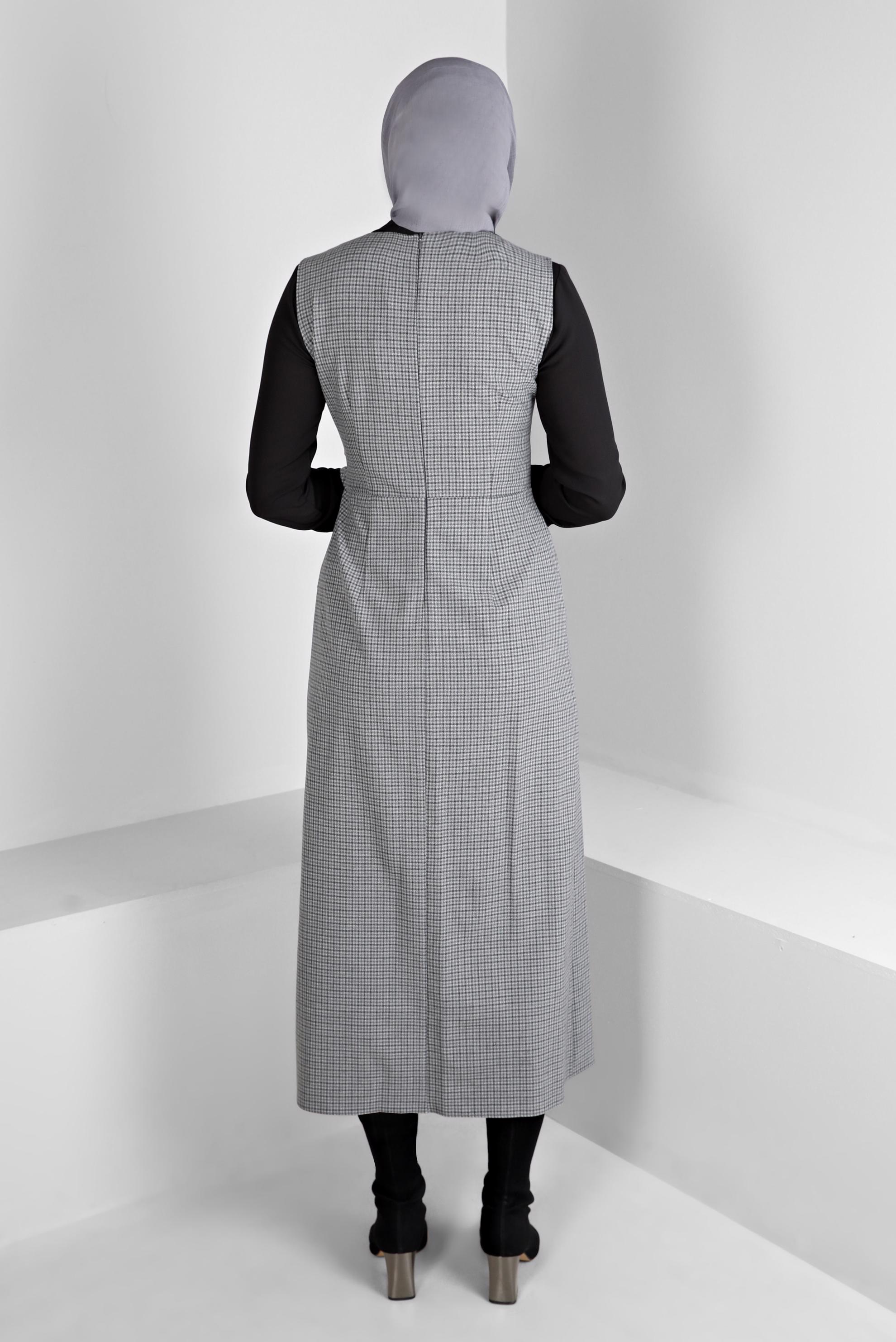 Tesettür giyim GRİ BAĞLAMA DETAYLI PÖTİKARE JİLE 43318-1