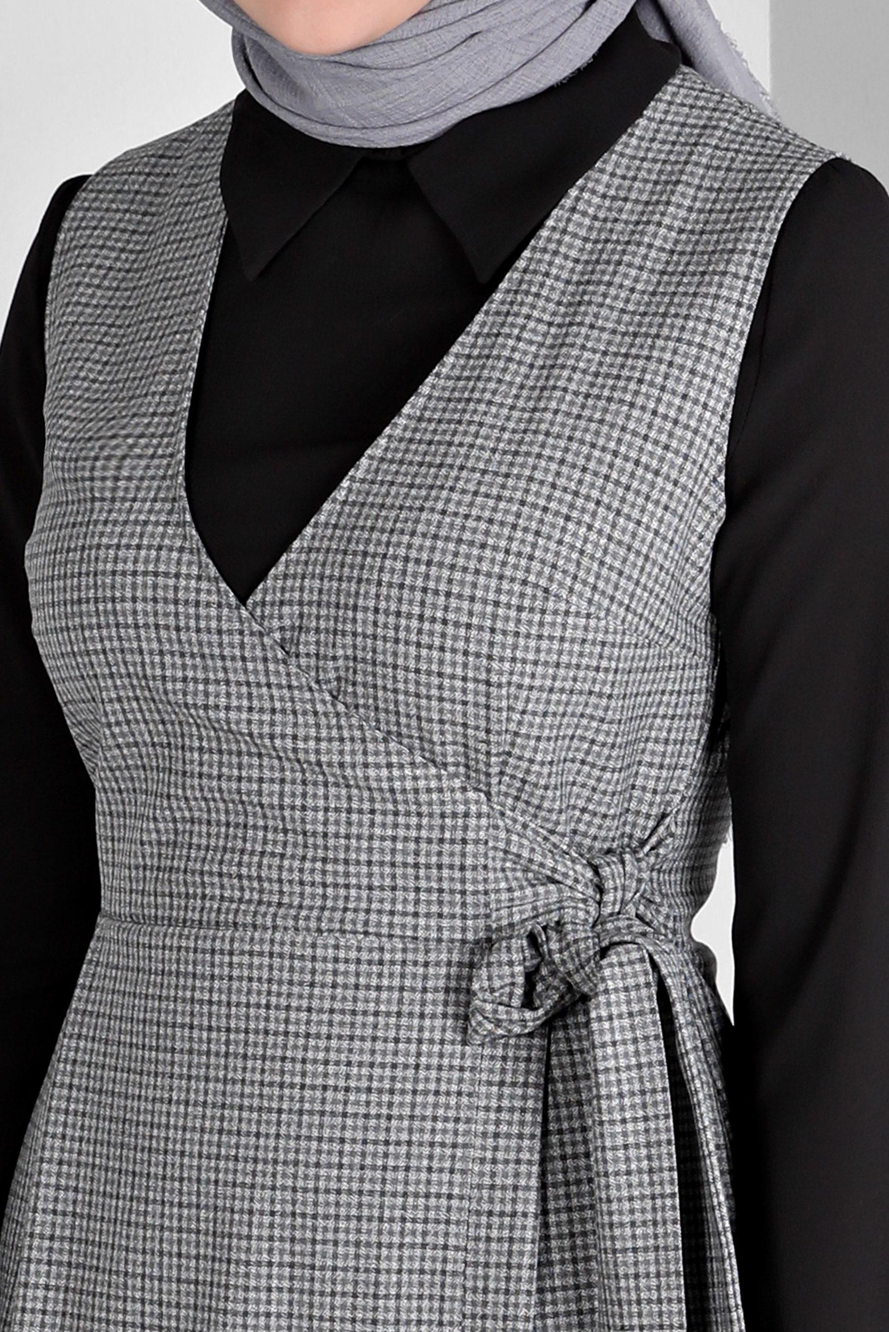 Tesettür giyim GRİ BAĞLAMA DETAYLI PÖTİKARE JİLE 43318-1