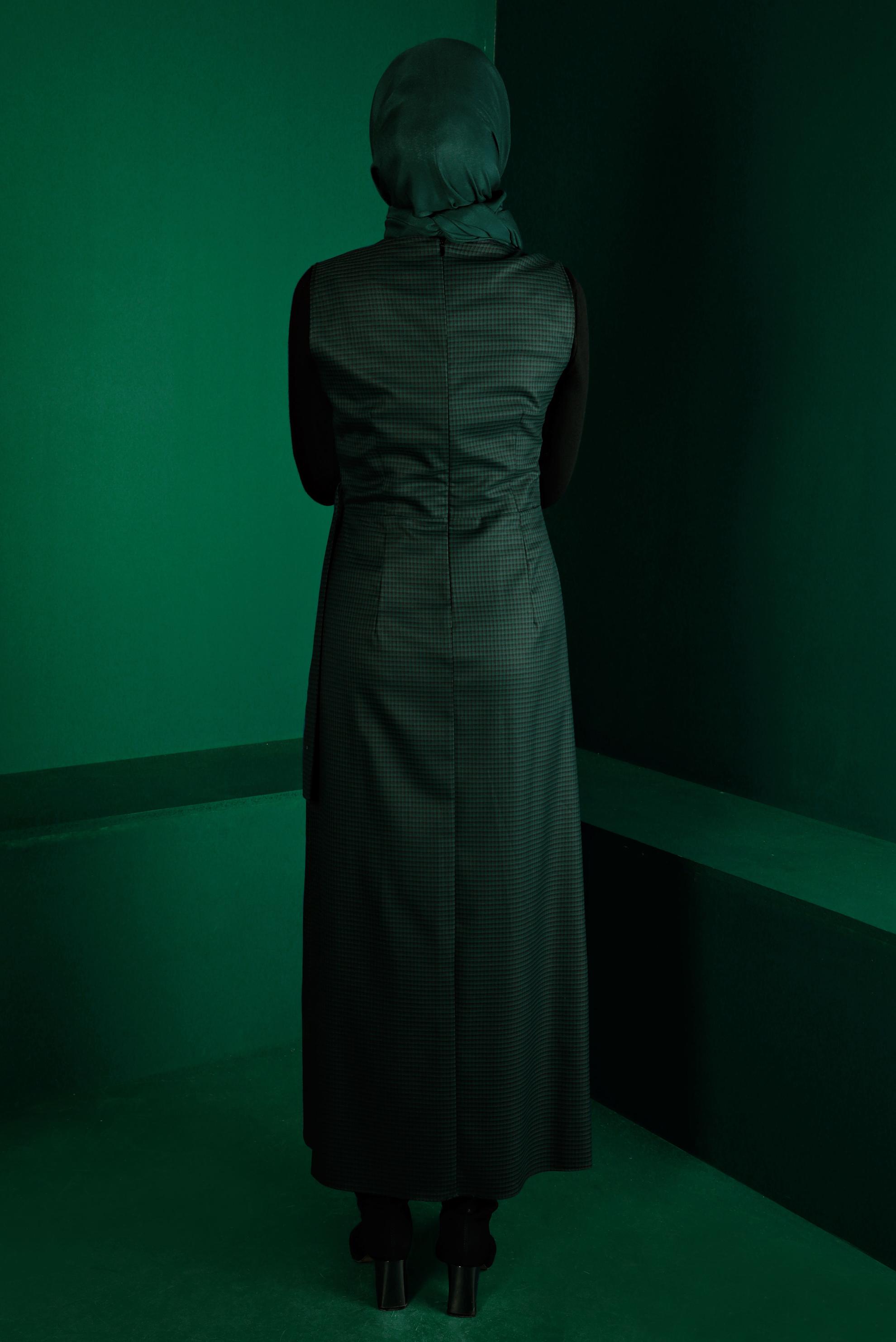 Tesettür giyim YEŞİL BAĞLAMA DETAYLI PÖTİKARE JİLE 43318